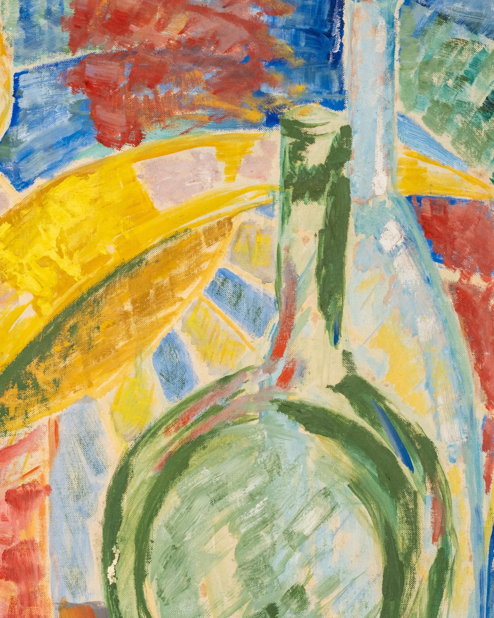 No Reserve: Modernist Abstract Still Life Oil On Board Painting - 5