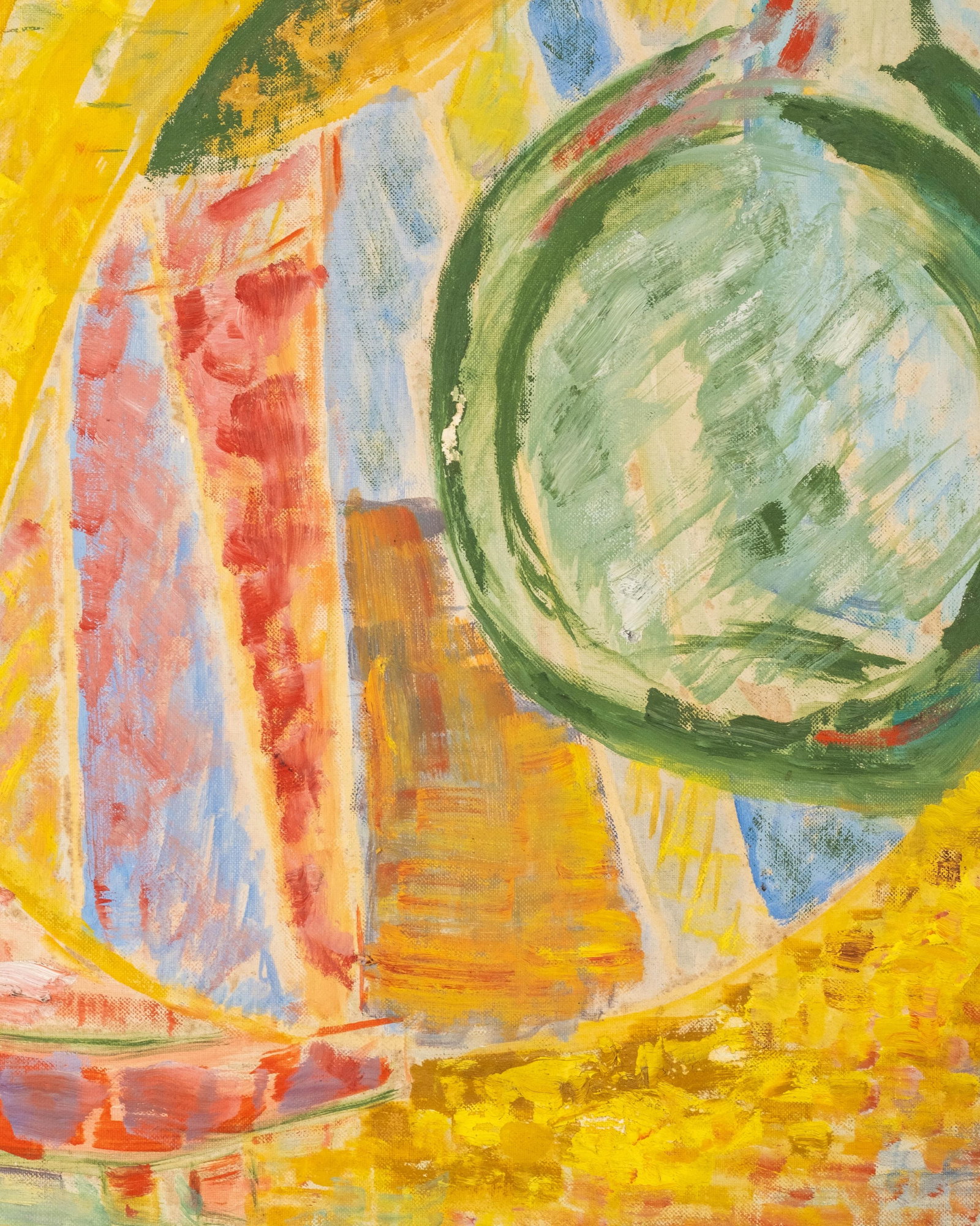 No Reserve: Modernist Abstract Still Life Oil On Board Painting - 6