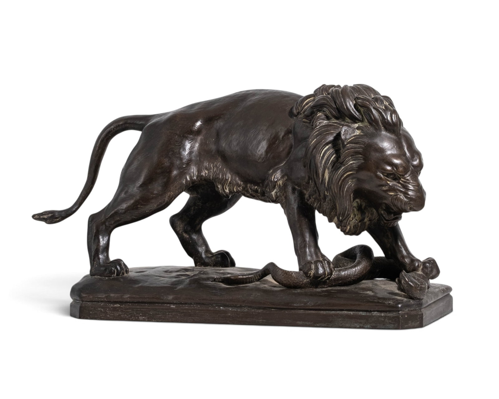 Antoine-Louis Barye (attrib) Lion and Serpent Bronze Sculpture, Late 19th Century (1 of 5)