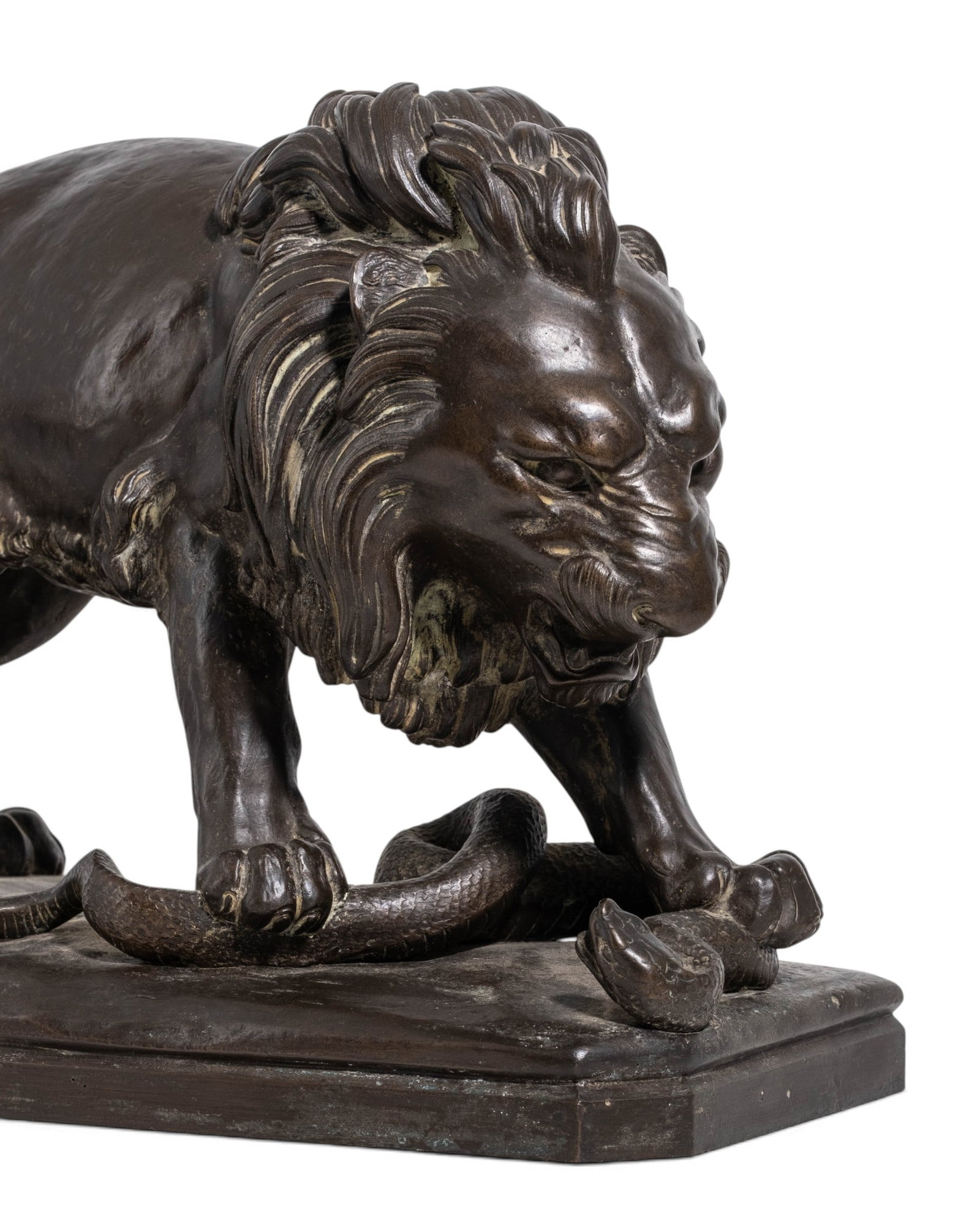 Antoine-Louis Barye (attrib) Lion and Serpent Bronze Sculpture, Late 19th Century - 3