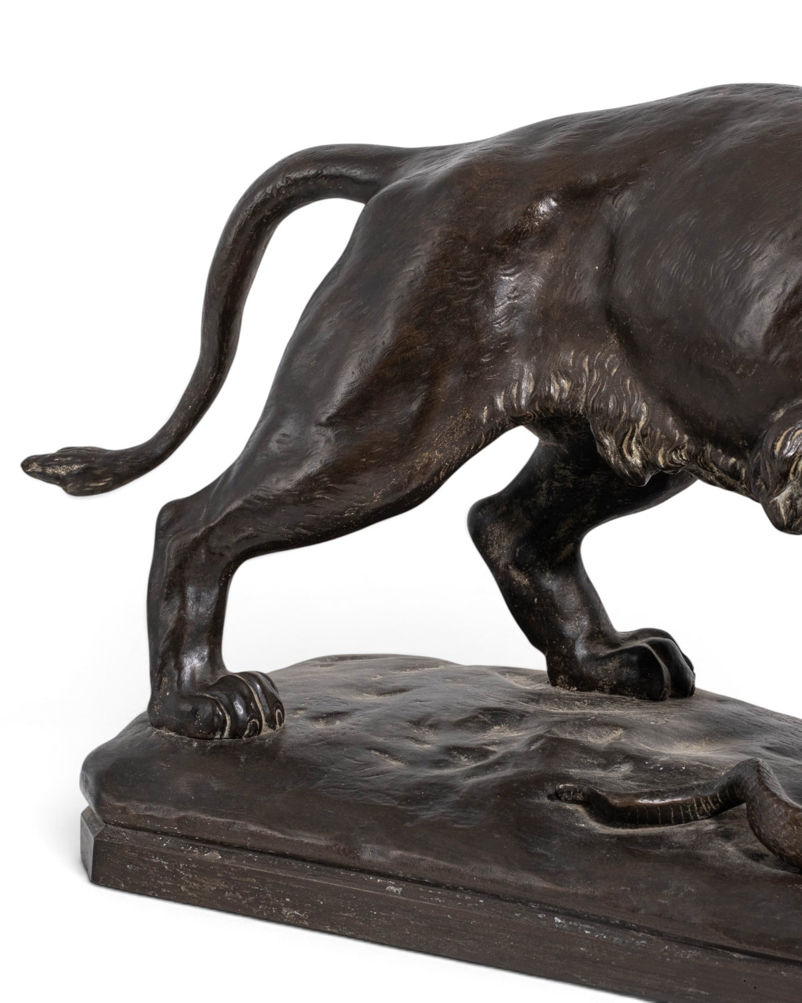 Antoine-Louis Barye (attrib) Lion and Serpent Bronze Sculpture, Late 19th Century - 4