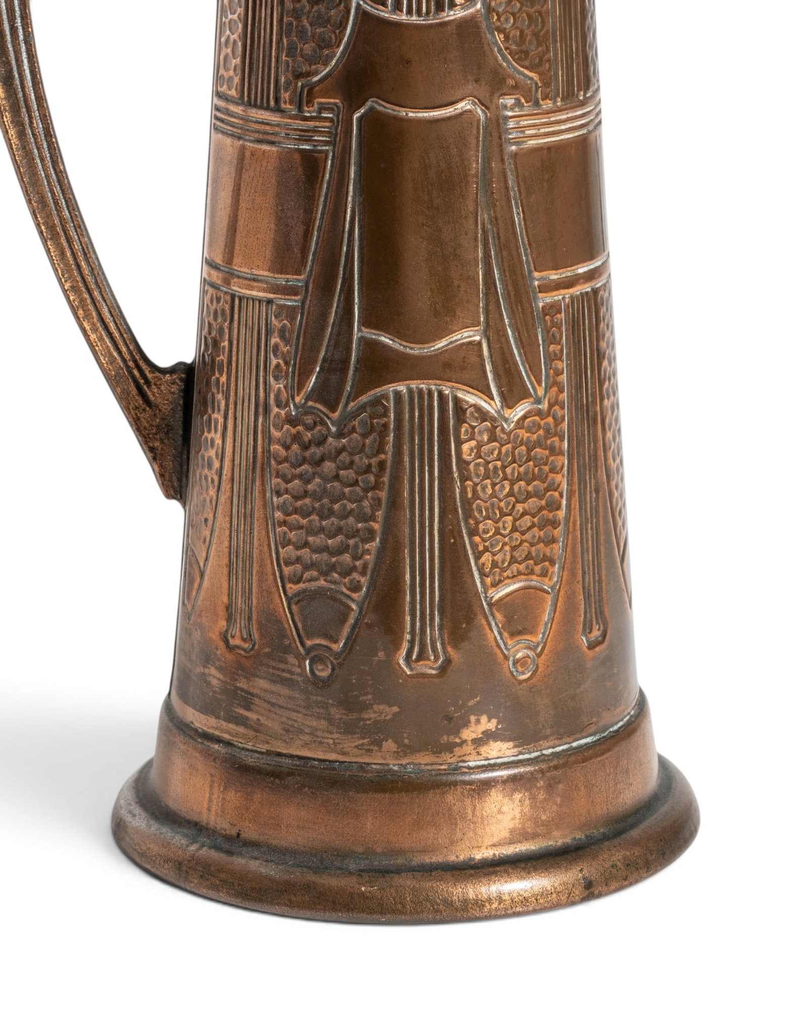 No Reserve: Albin Muller Manner Art Nouveau Style Copper Lidded Metal Pitcher Circa 1900 - 4