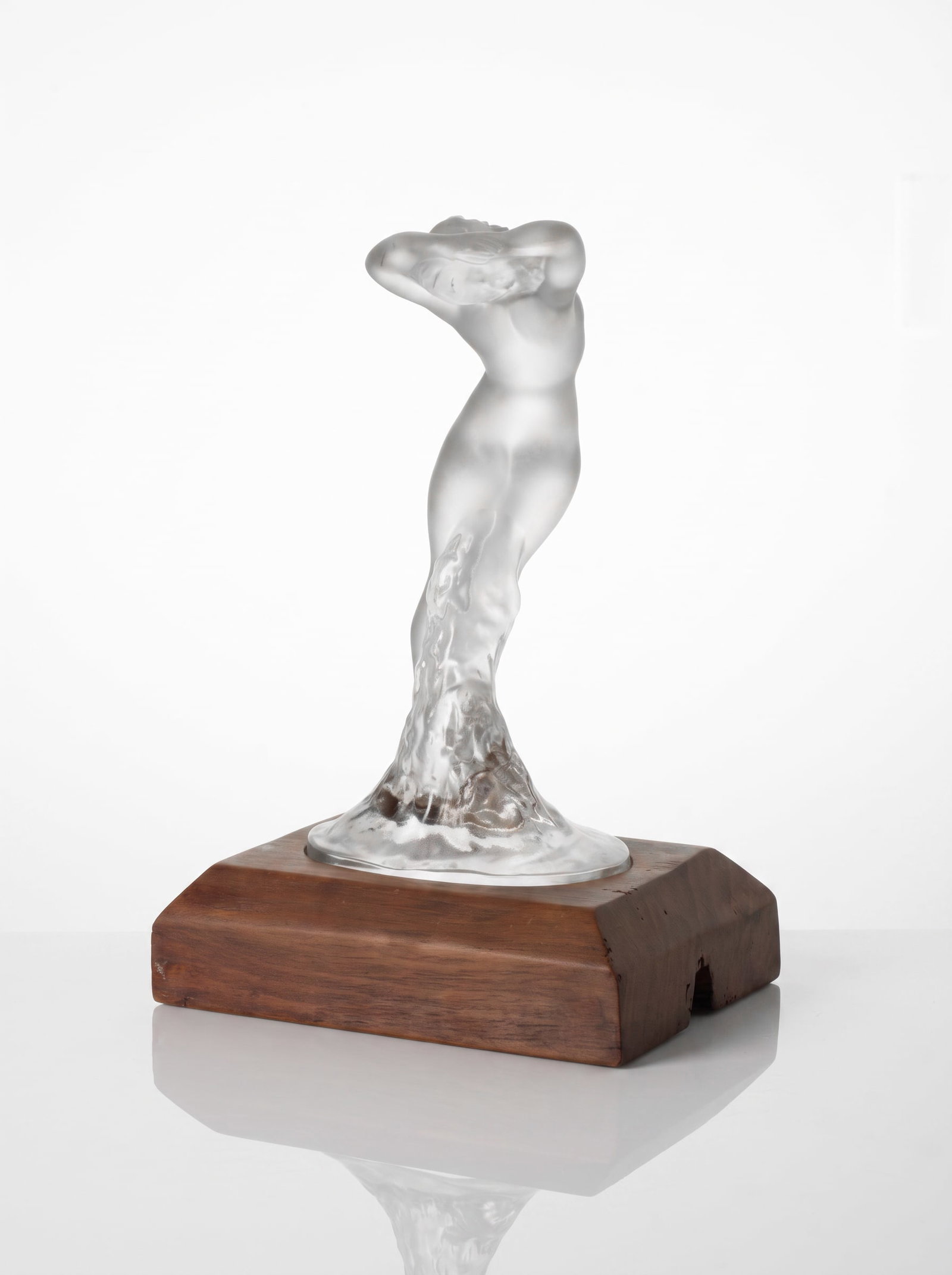 Lalique France 'Danseuse' Molded Crystal Figure on Wood Base, Signed - 4