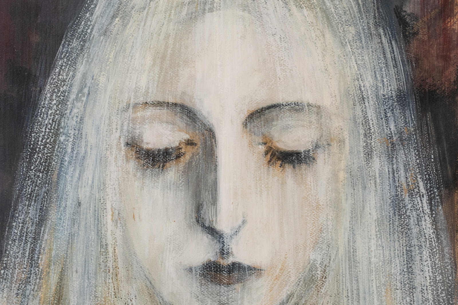 No Reserve: Signed Symbolist Female Portrait Oil Painting, 'Angel' - 5