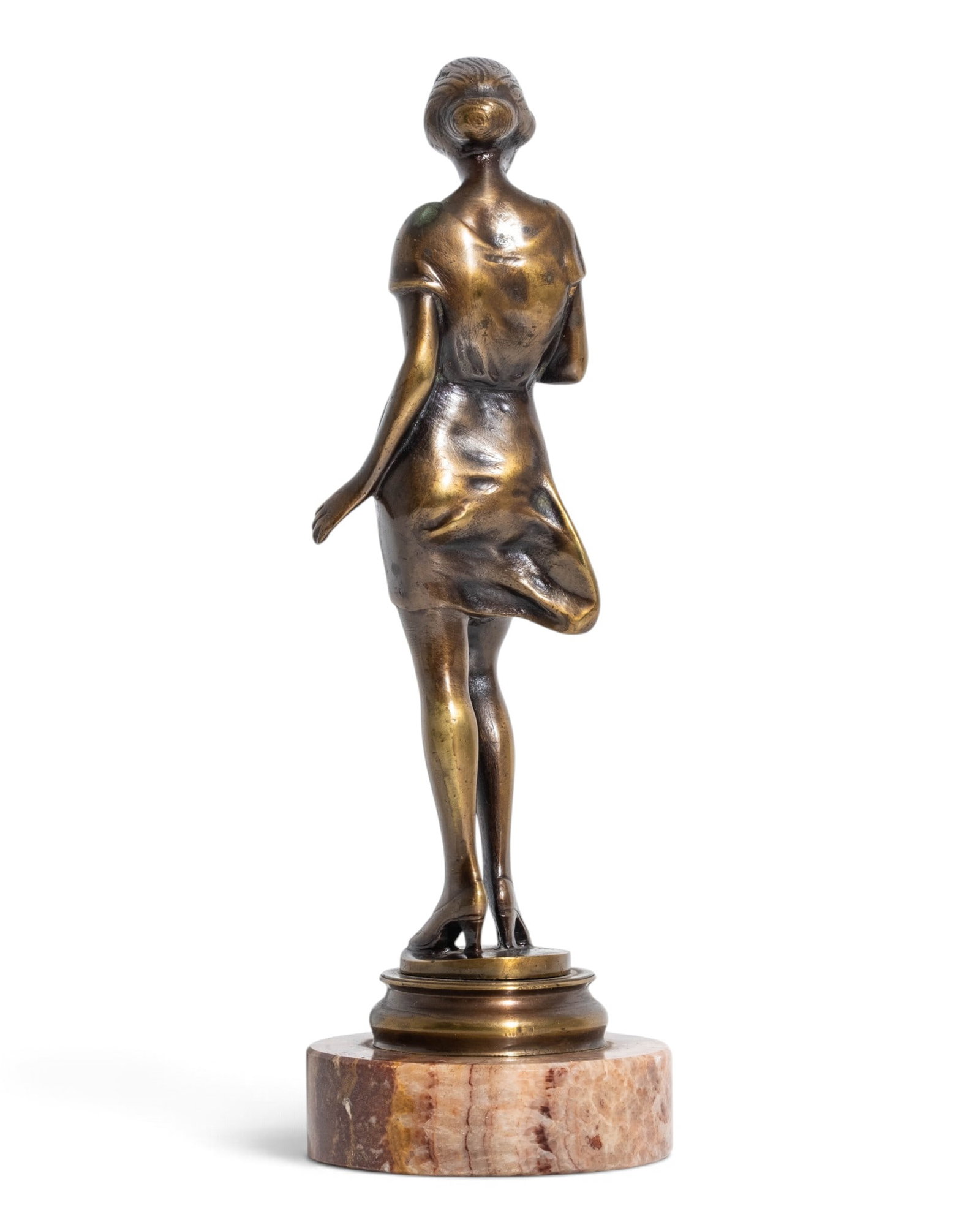 No Reserve: After Bruno Zach Signed Art Deco Bronze Lady with Dog Sculpture - 7