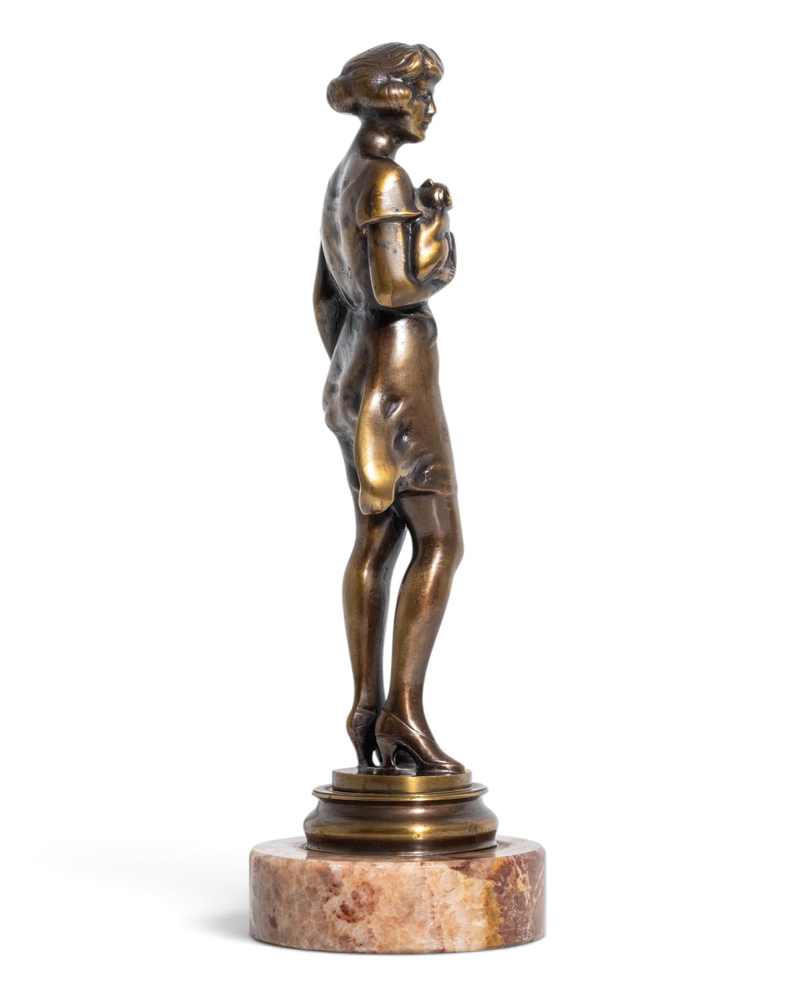 No Reserve: After Bruno Zach Signed Art Deco Bronze Lady with Dog Sculpture - 8