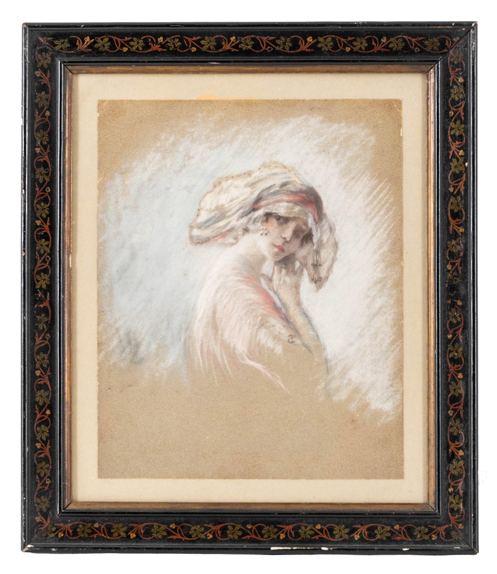 No Reserve: Mystery Artist: Art Nouveau Portrait of a Young Woman Pastel and Chalk Painting, C. 1900 (1 of 7)