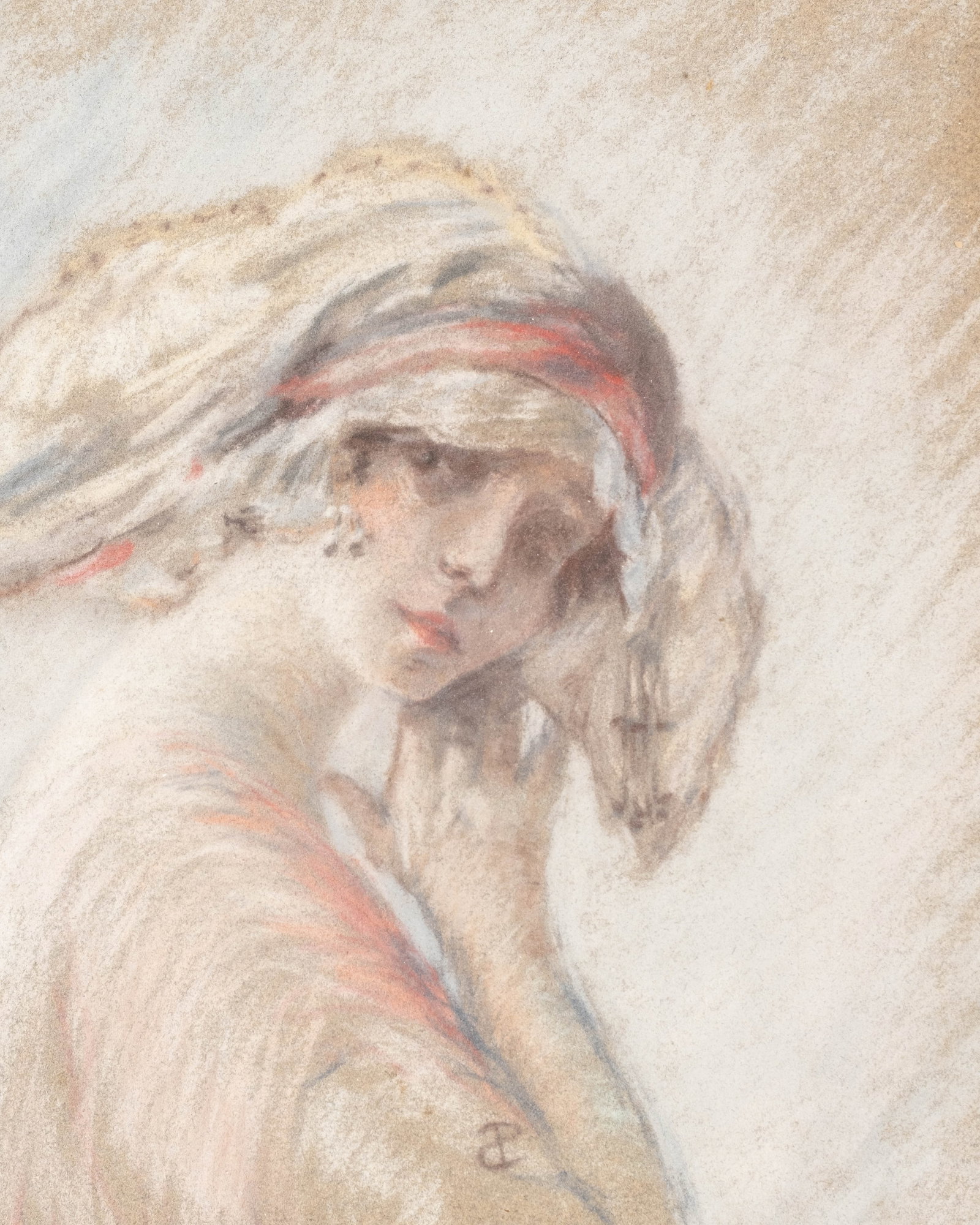 No Reserve: Mystery Artist: Art Nouveau Portrait of a Young Woman Pastel and Chalk Painting, C. 1900 - 4