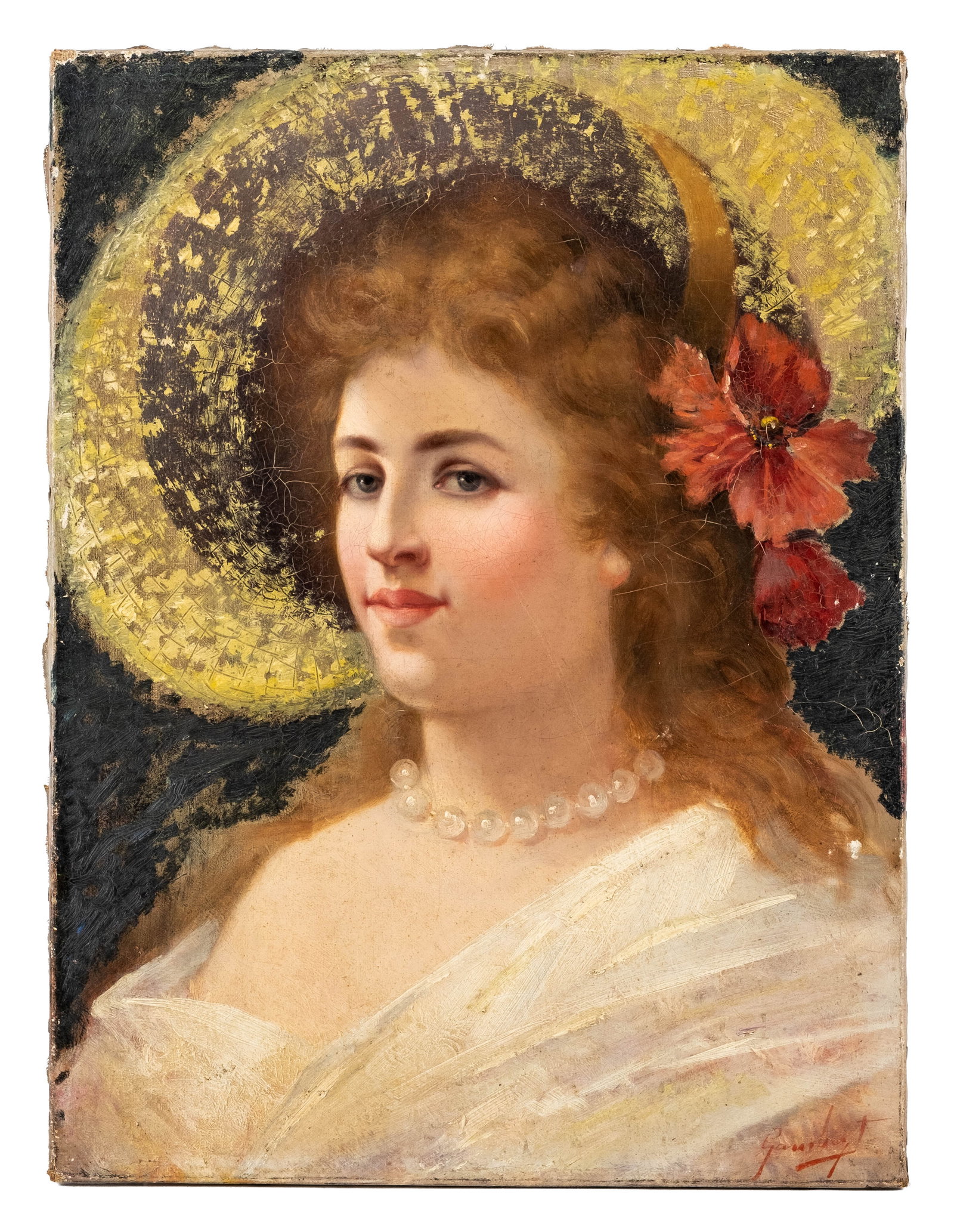 Signed Belle Epoque Portrait Painting of an Elegant Woman, C. 1900 - 3