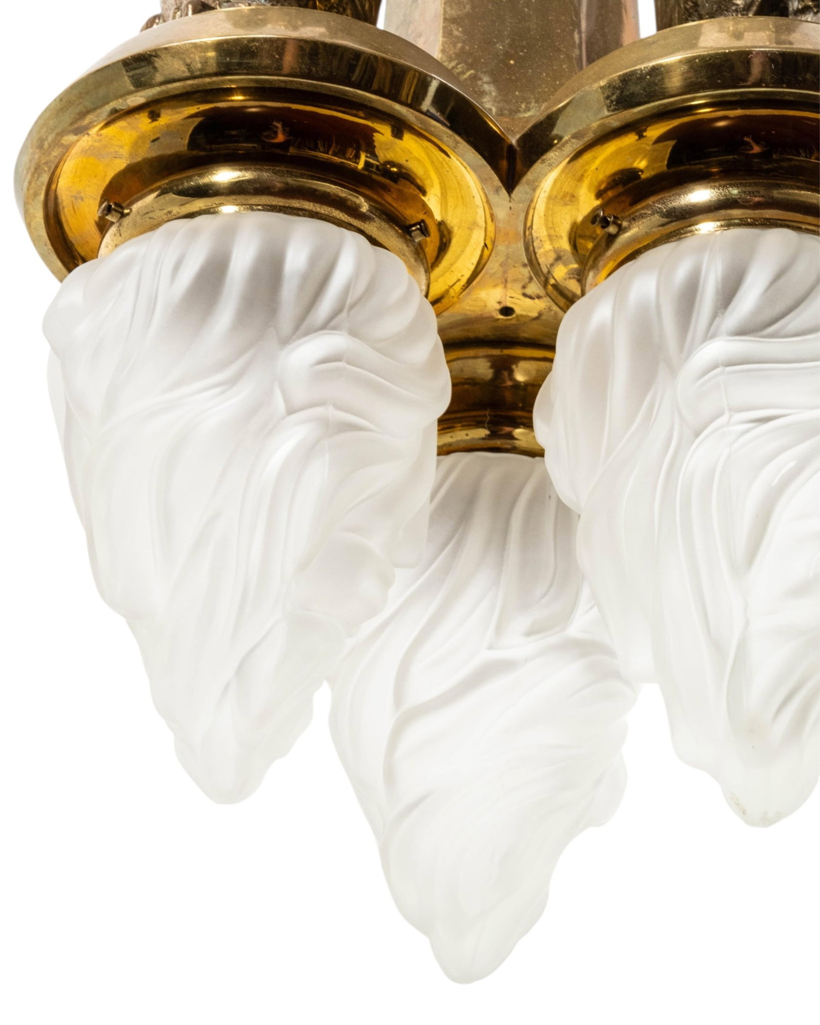 No Reserve: Art Deco Style Brass Lion Chandelier - 5