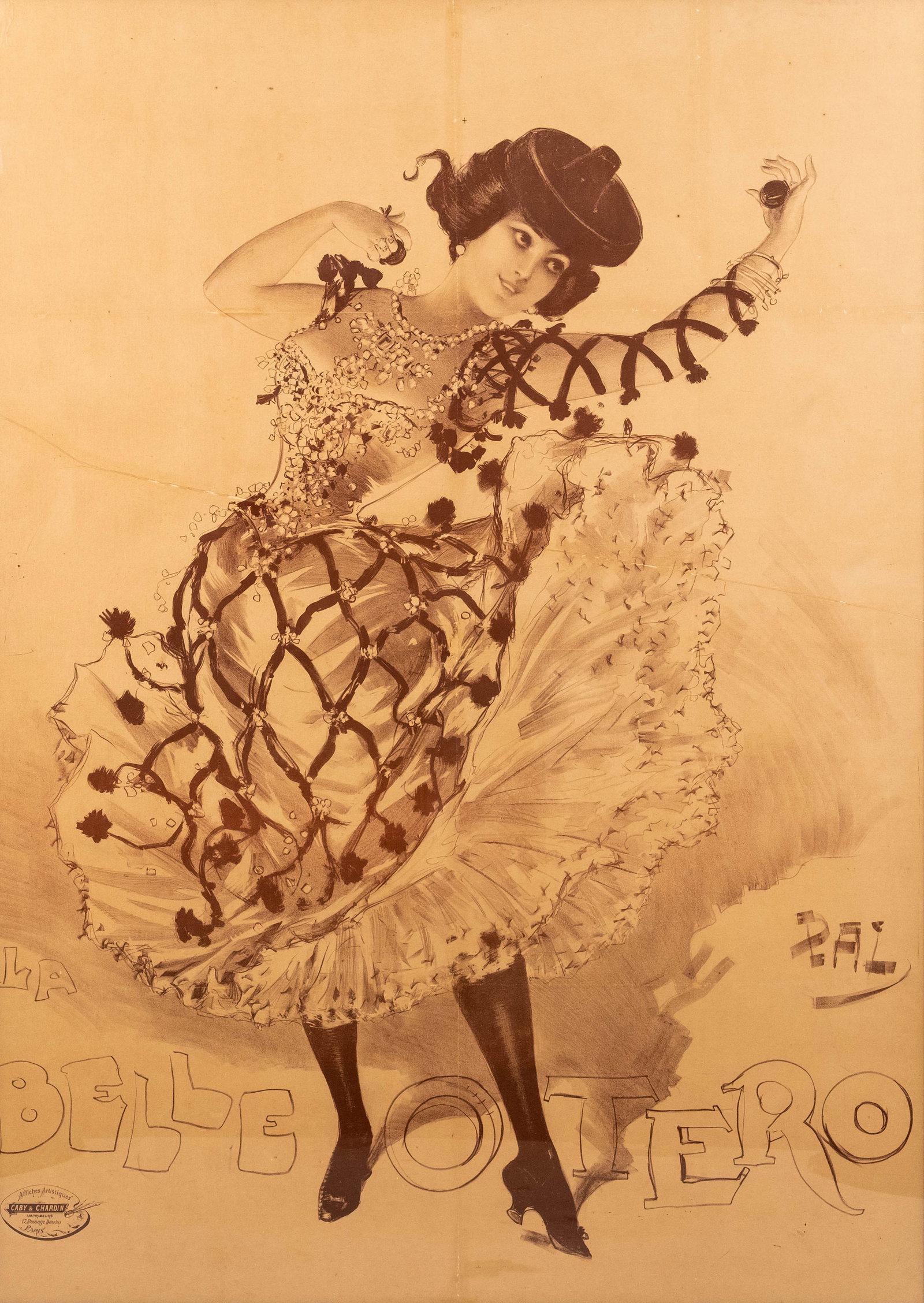 No Reserve: Pal La Belle Otero Monochrome Lithographic Trial Proof Poster - 2