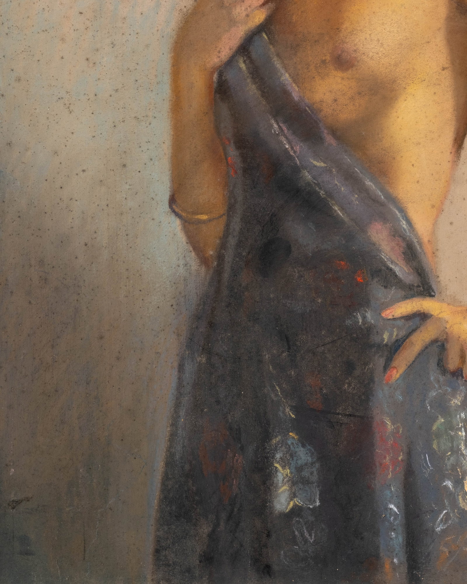 Raymond Van Doren 'Woman with Brocade' Pastel Painting, Labeled - 6