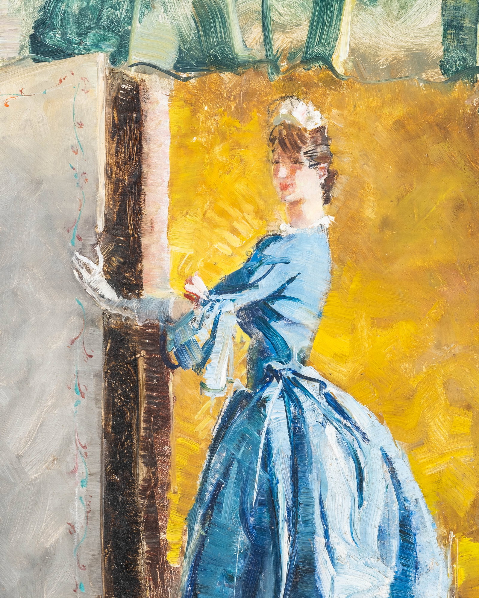 Armand Massonet Signed 'The Elegant In Blue' Oil Painting - 5