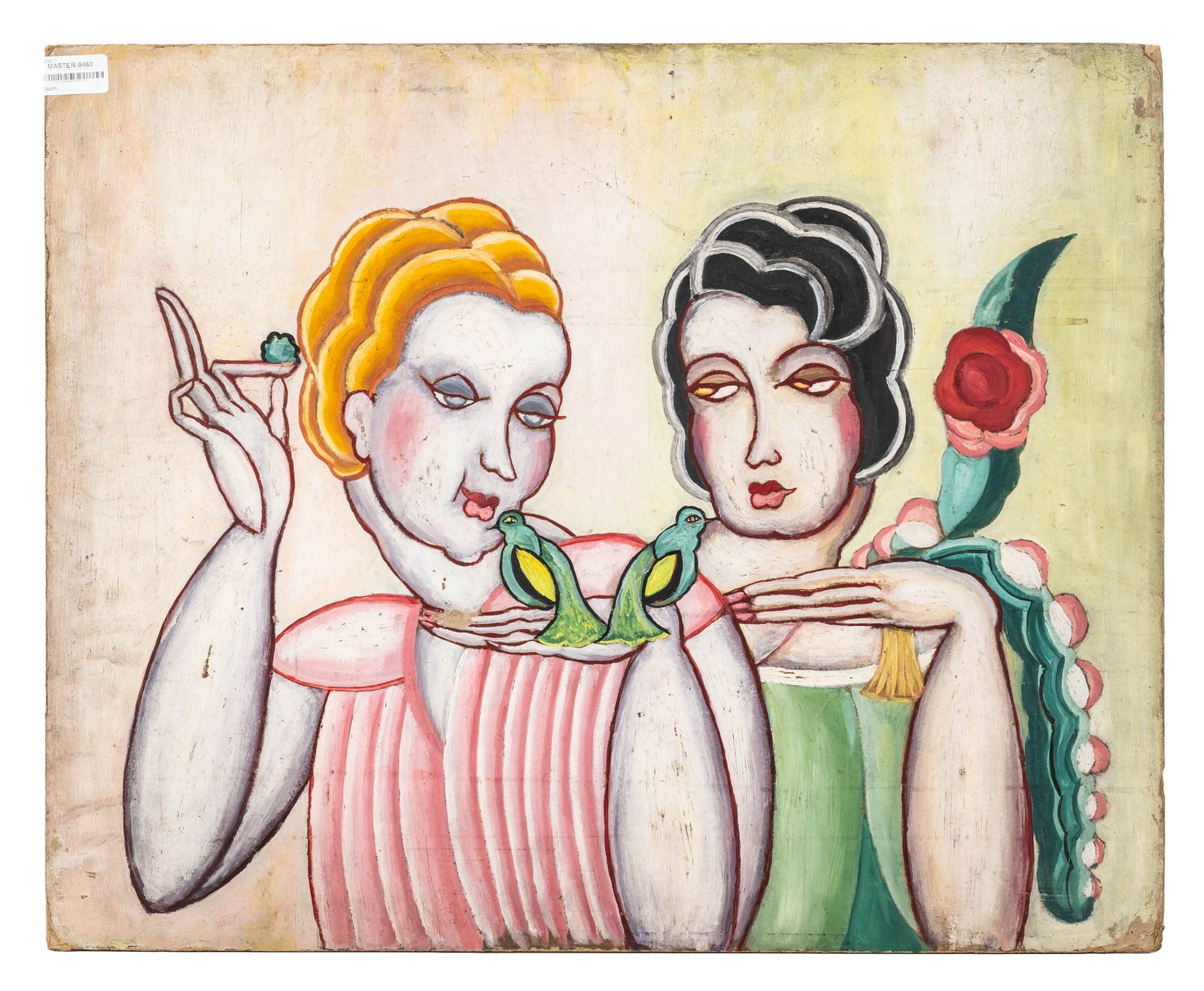 No Reserve: Mystery Artist: Double-Sided Figurative Oil Painting - 2