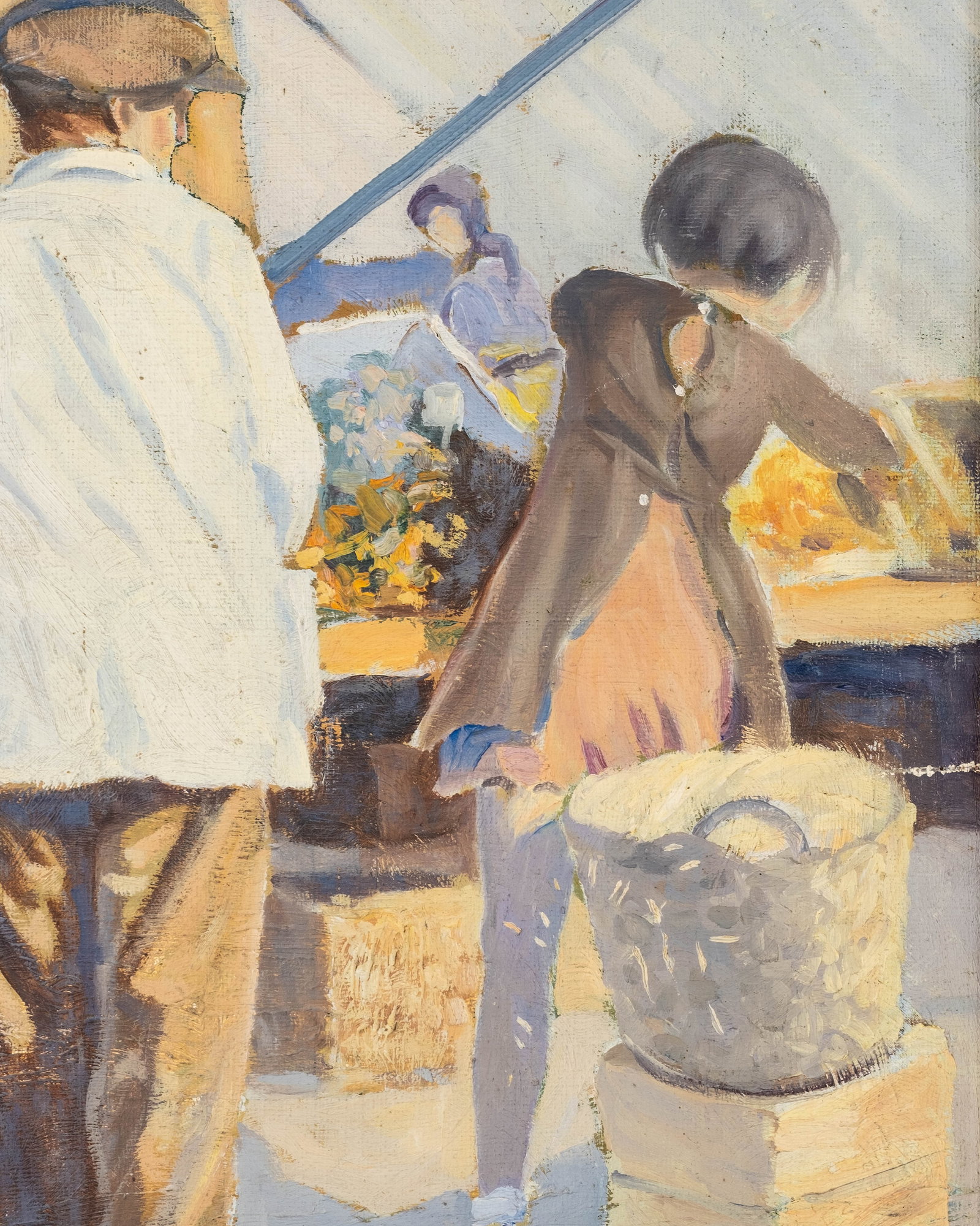 No Reserve: A. Furlan Signed European Market Scene Oil Painting - 7