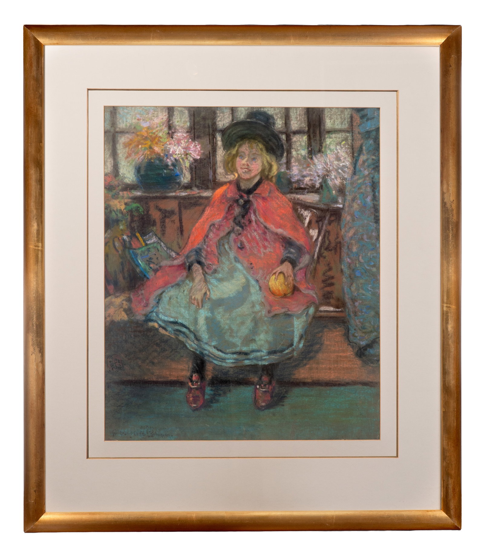 Alexander Charles Robinson Signed 'Seated Girl' Pastel Painting (1 of 5)