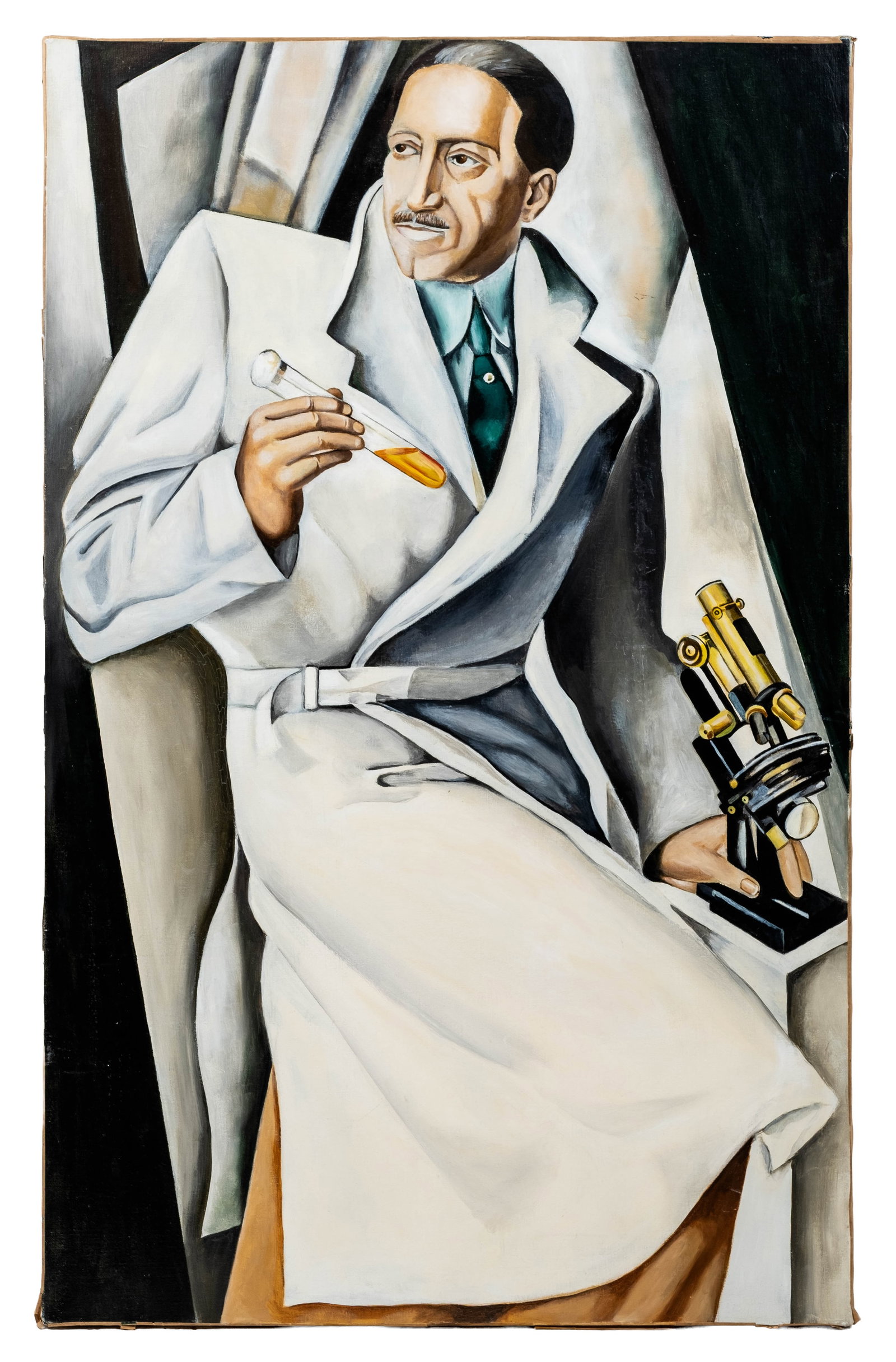 No Reserve: In The Style Of Tamara de Lempicka 'Monsieur Boucard' Art Deco Oil Painting - 3