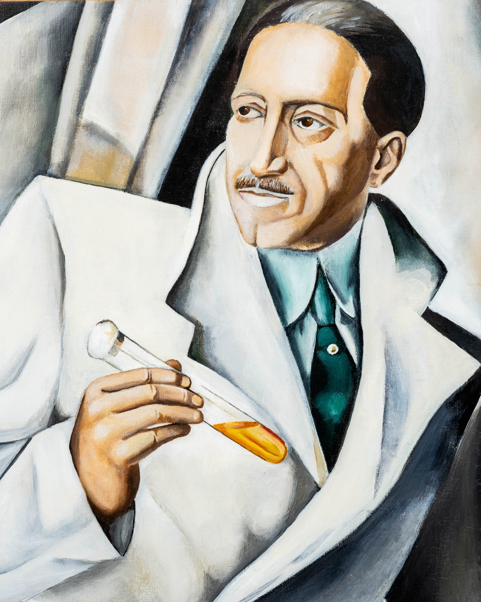 No Reserve: In The Style Of Tamara de Lempicka 'Monsieur Boucard' Art Deco Oil Painting - 4