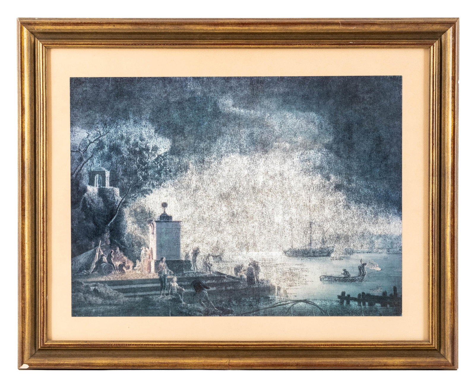 No Reserve: French Nocturnal Harbor Scene Reproduction Print (1 of 7)