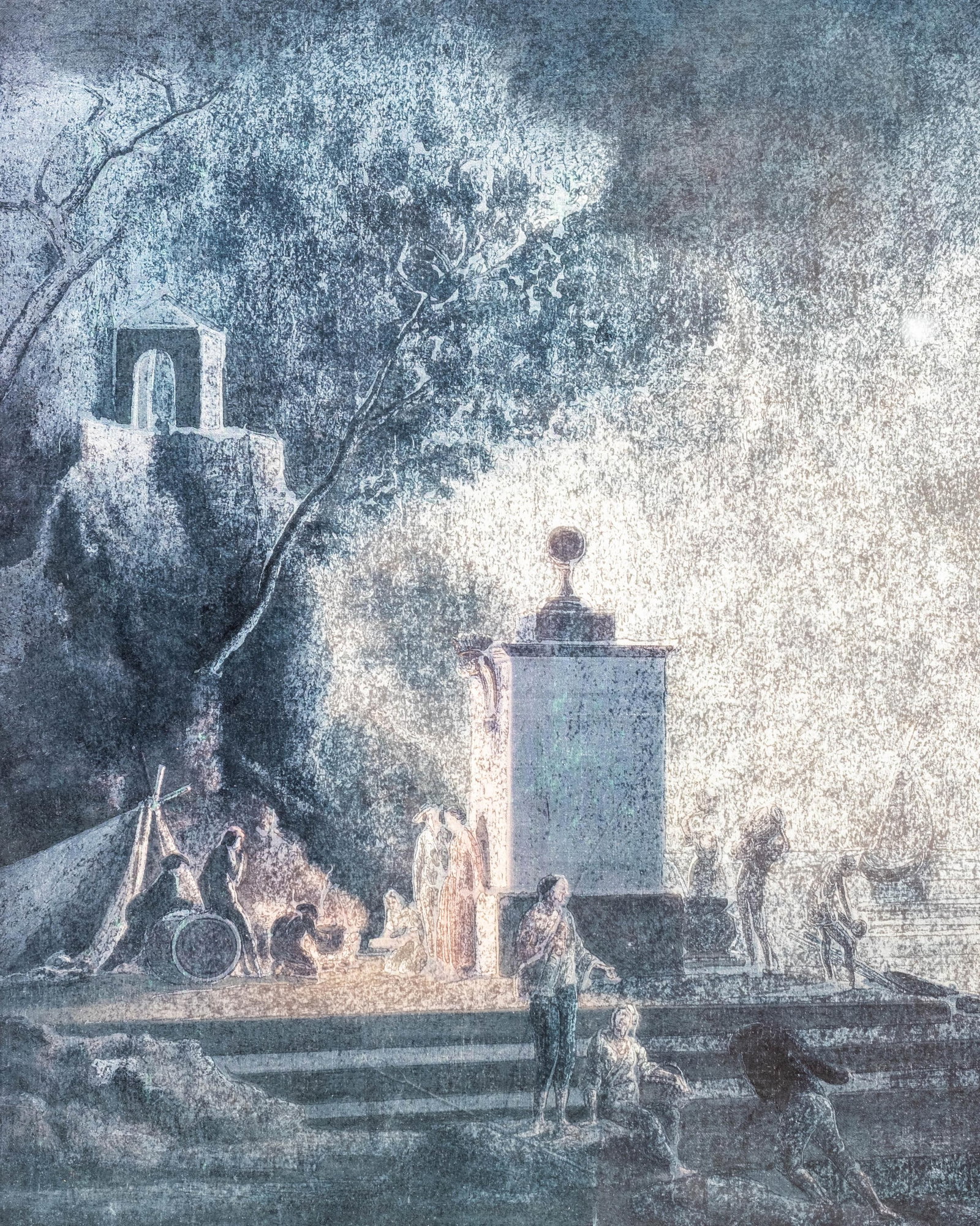 No Reserve: French Nocturnal Harbor Scene Reproduction Print - 4