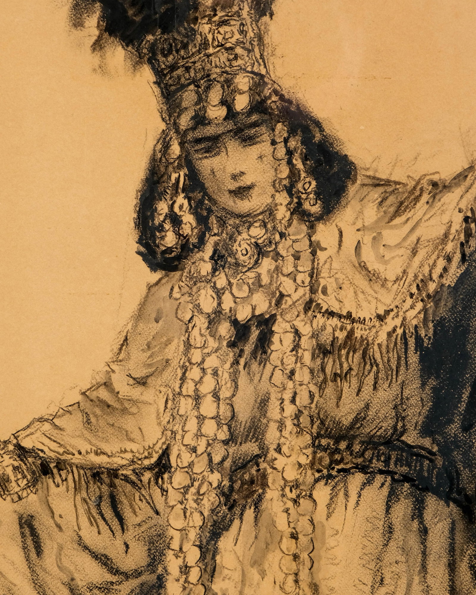 No Reserve: Gustave Flasschoen Art Nouveau Large Charcoal & Watercolor Painting, on Paper Signed - 5