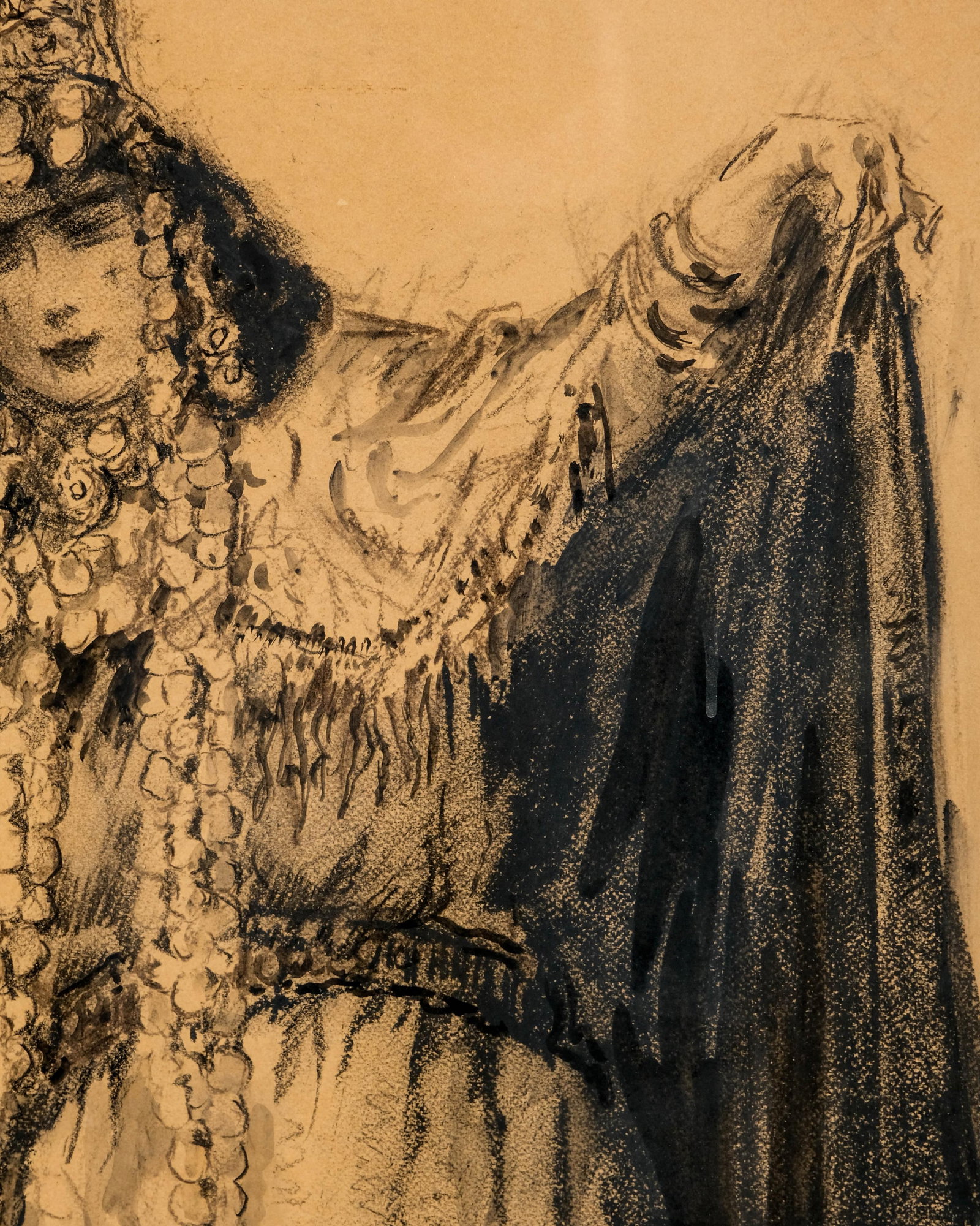 No Reserve: Gustave Flasschoen Art Nouveau Large Charcoal & Watercolor Painting, on Paper Signed - 6