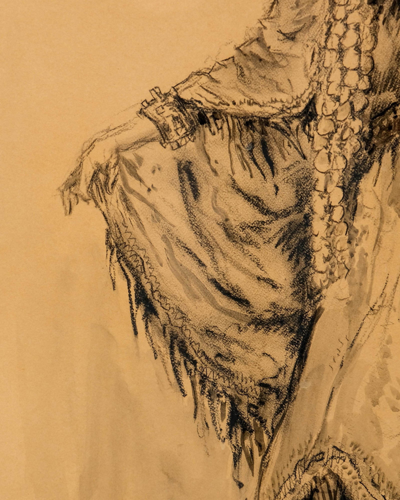 No Reserve: Gustave Flasschoen Art Nouveau Large Charcoal & Watercolor Painting, on Paper Signed - 7