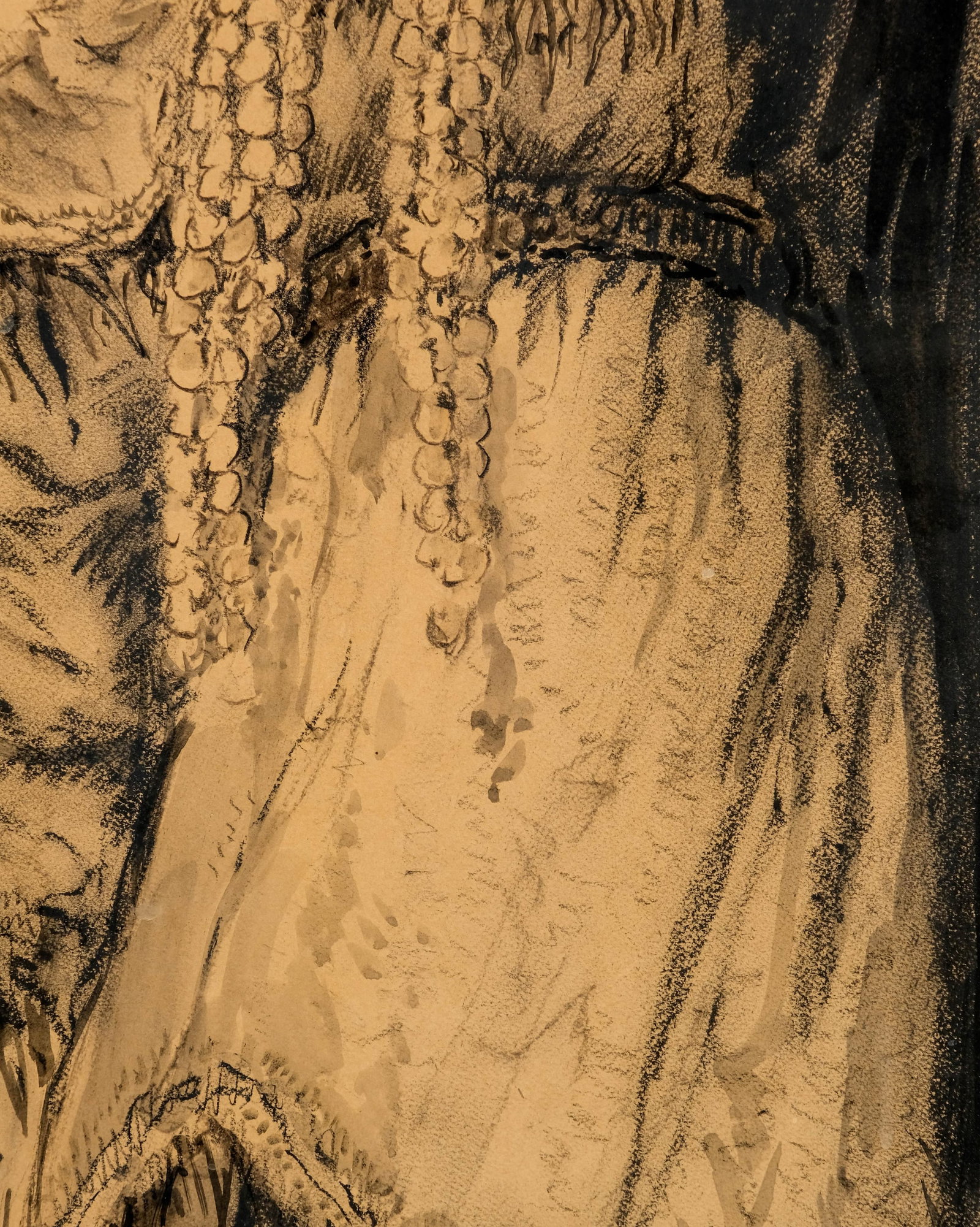 No Reserve: Gustave Flasschoen Art Nouveau Large Charcoal & Watercolor Painting, on Paper Signed - 8