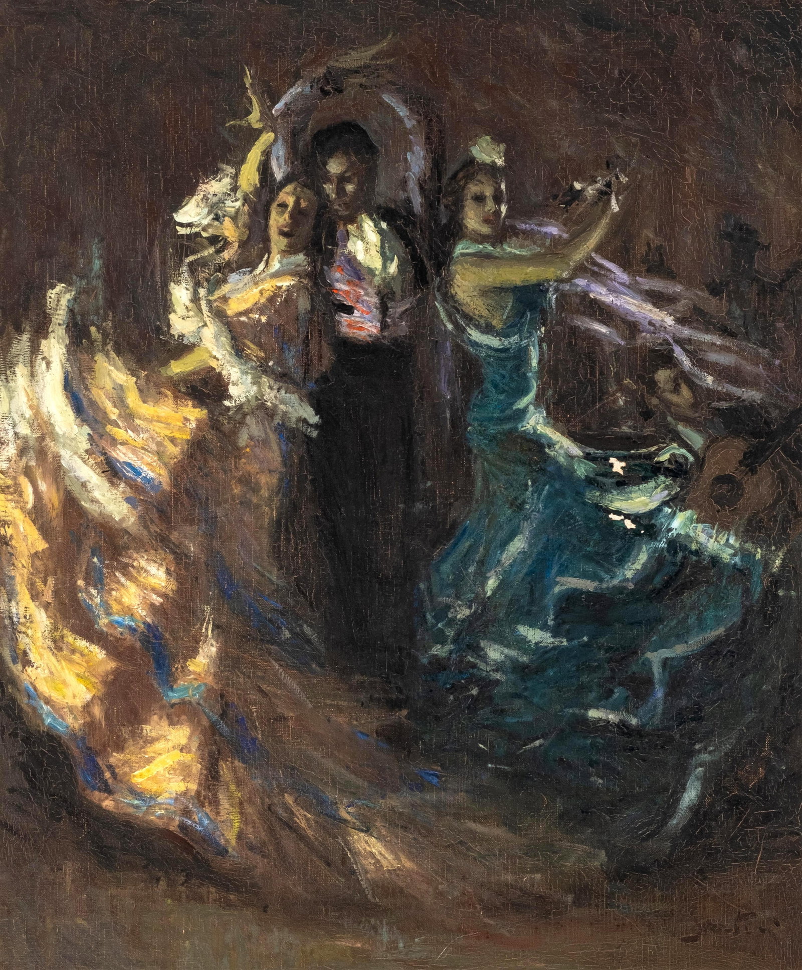 No Reserve: Pio Santini 'The Flamenco Dancers' Oil On Canvas Painting, Signed - 3