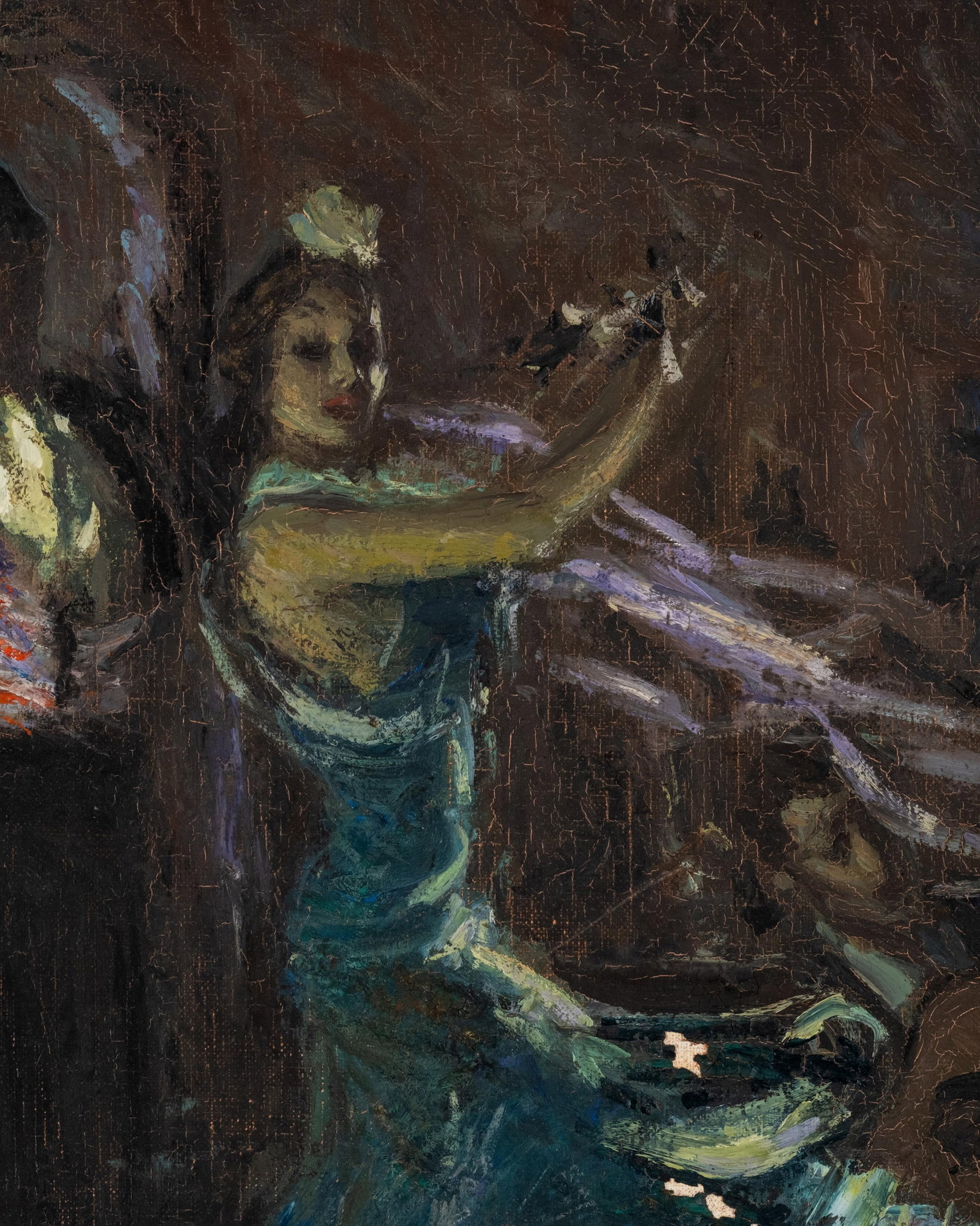 No Reserve: Pio Santini 'The Flamenco Dancers' Oil On Canvas Painting, Signed - 7