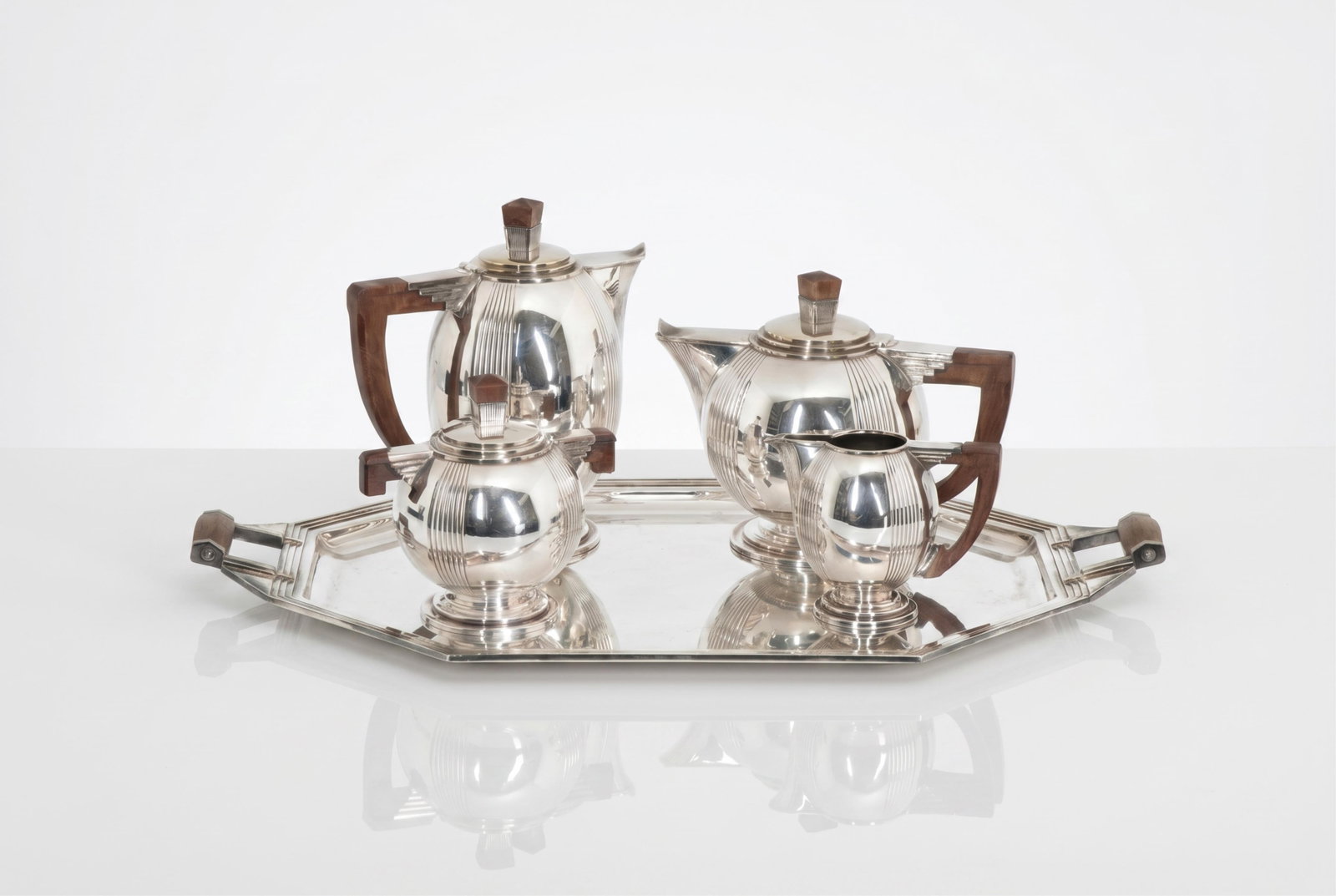 No Reserve: French Art Deco Silver Plated Tea Set, with Tray, Circa 1930's (1 of 7)