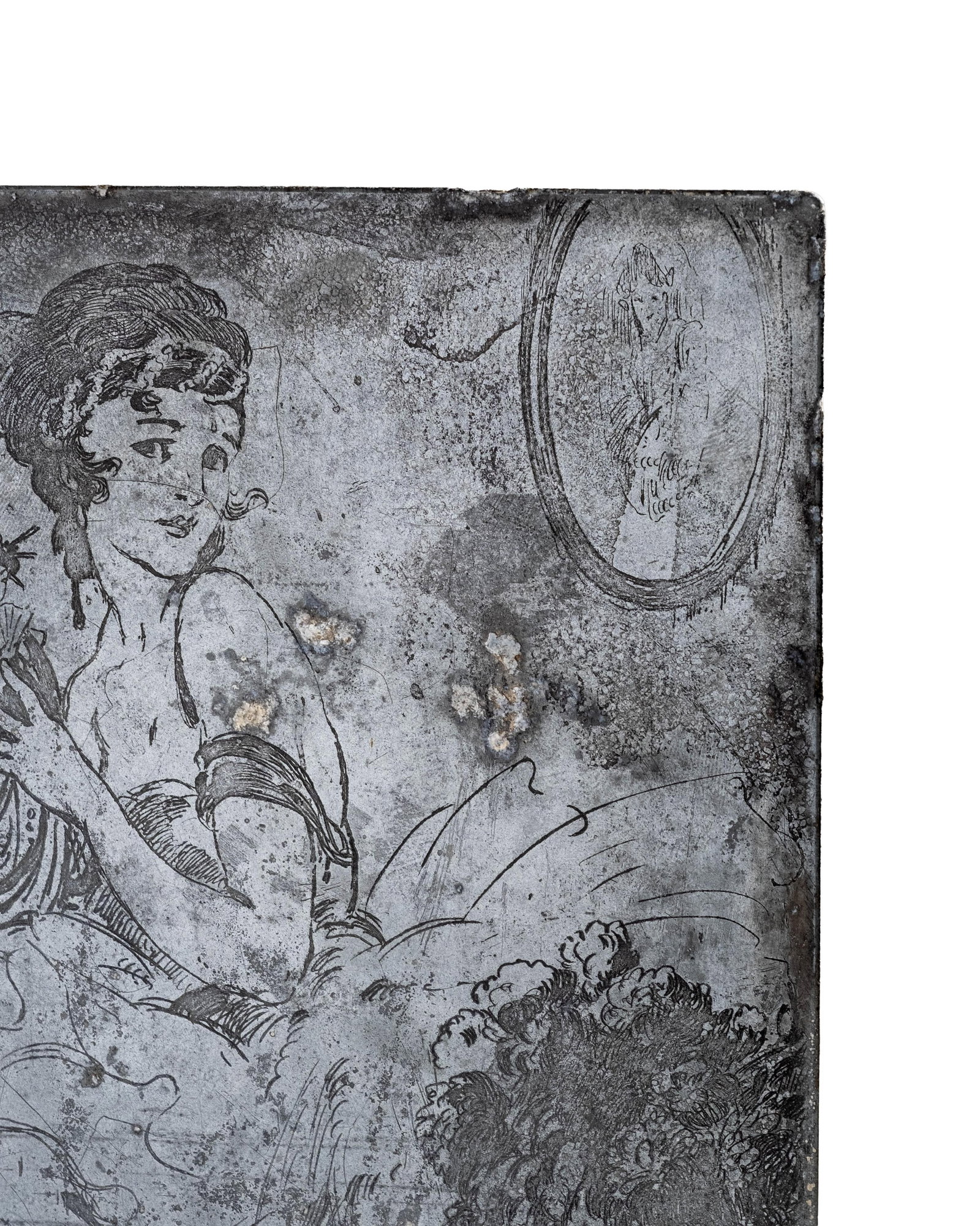 No Reserve: Alfred Stevens Zinc Etching Plate, Reclining Lady, Signed with Monogram 'A.S.' - 7