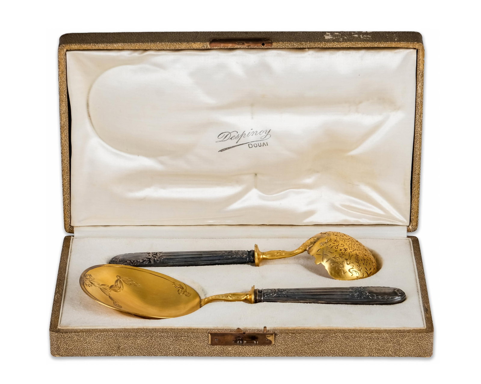 No Reserve: French Gilt Silverplate Serving Spoon and Ladle Set, Late 19th Century by Despinoy (1 of 6)