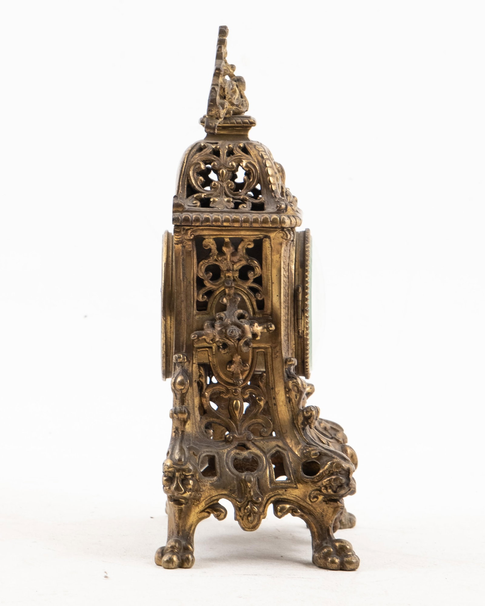 No Reserve: Neo-Gothic Bronze Mantel Clock with Enameled Dial, 19th Century - 10