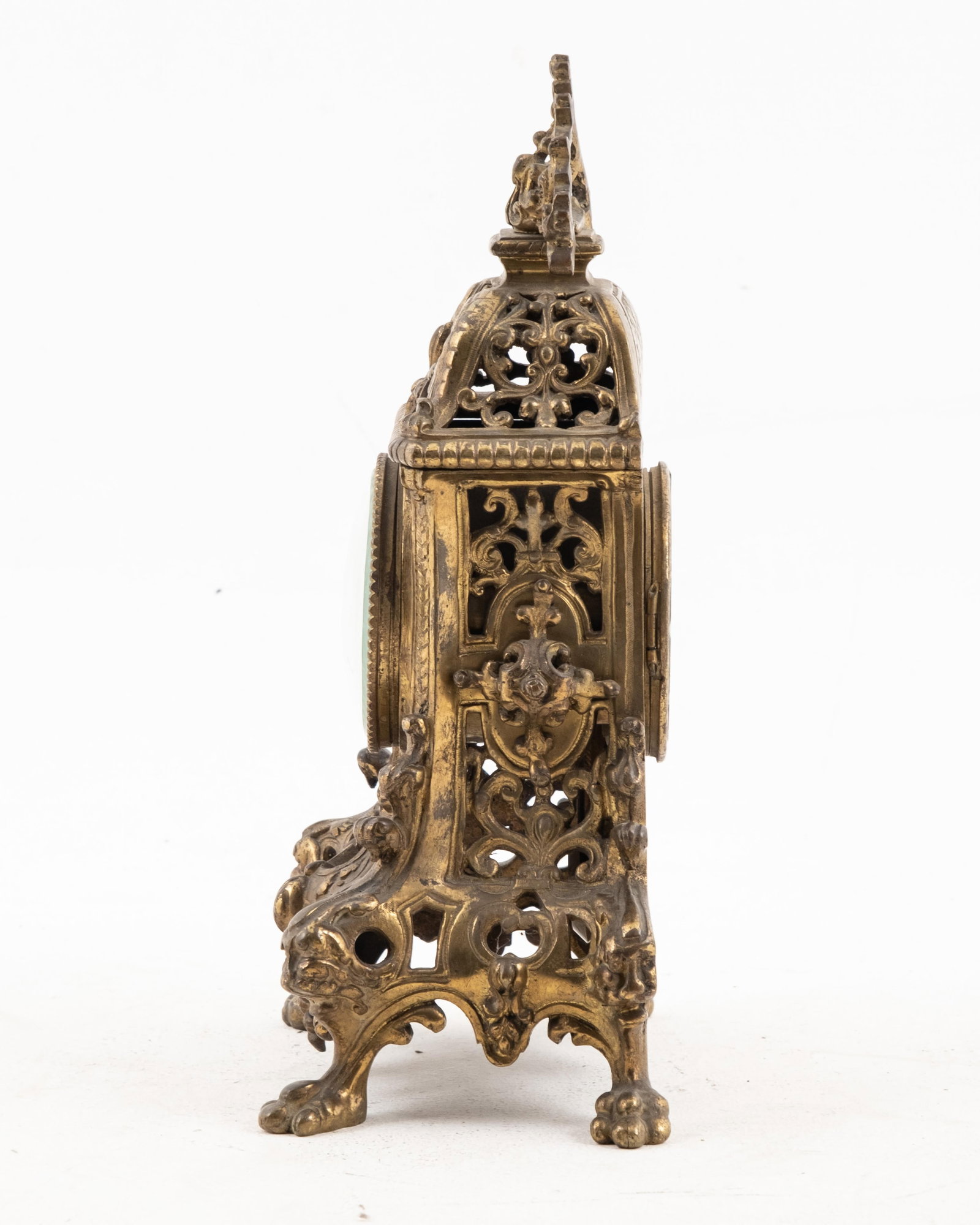 No Reserve: Neo-Gothic Bronze Mantel Clock with Enameled Dial, 19th Century - 7