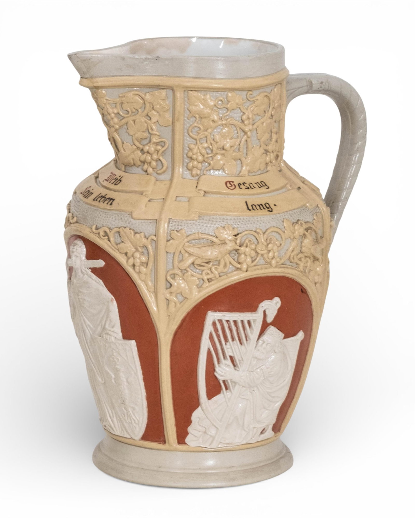 No Reserve: Villeroy & Boch Mettlach Stoneware Relief Pitcher, Circa 1890 - 10