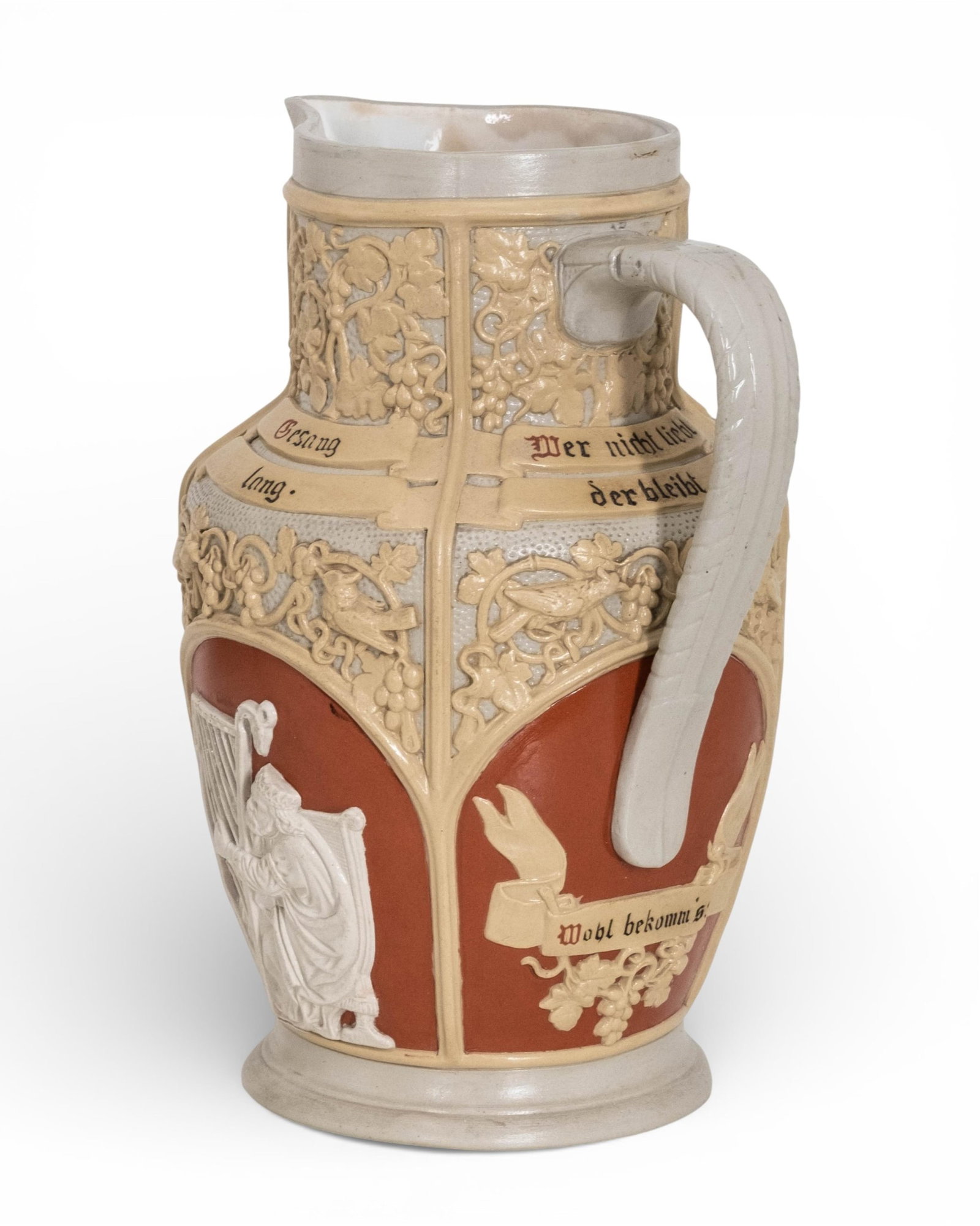 No Reserve: Villeroy & Boch Mettlach Stoneware Relief Pitcher, Circa 1890 - 11