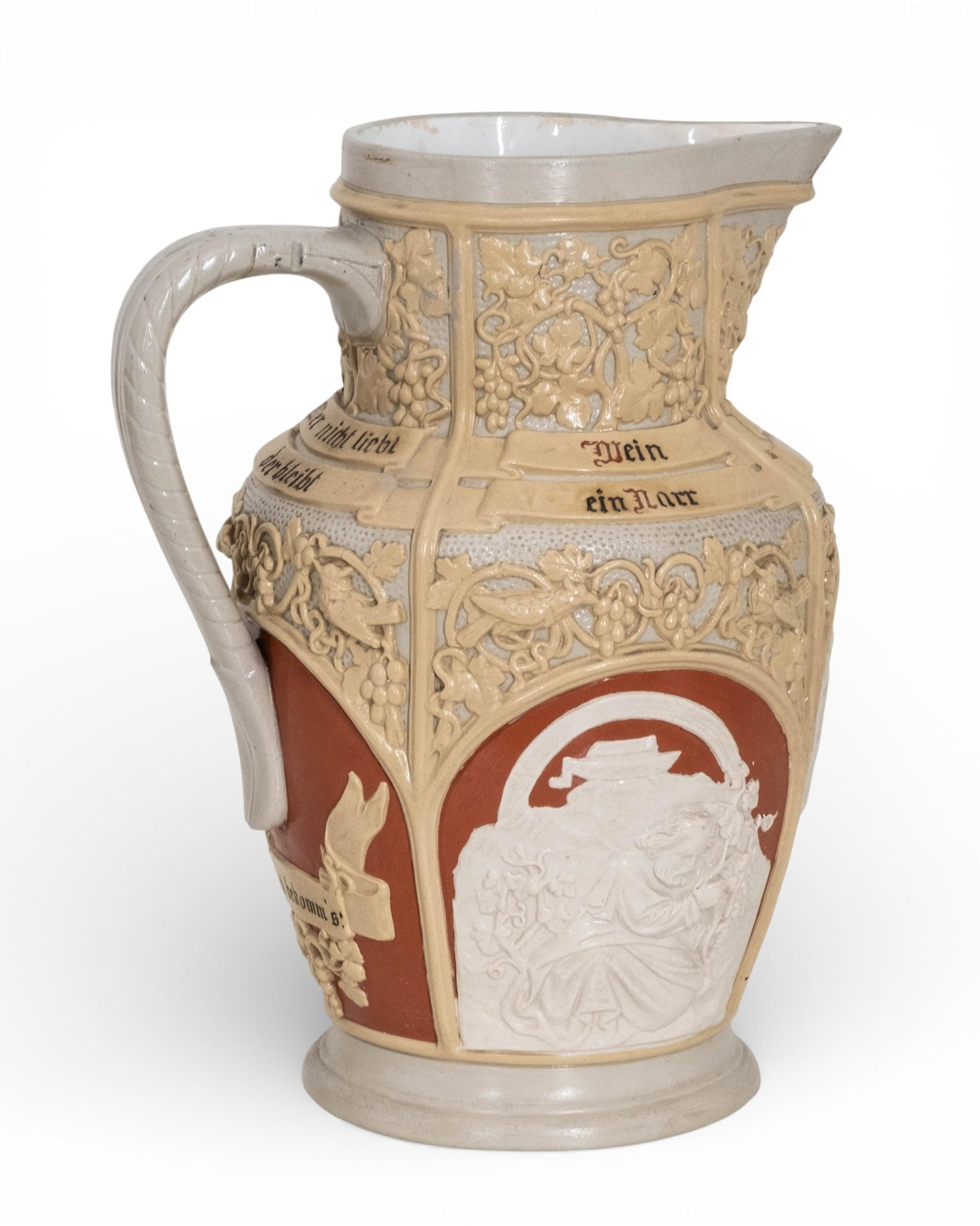 No Reserve: Villeroy & Boch Mettlach Stoneware Relief Pitcher, Circa 1890 - 12