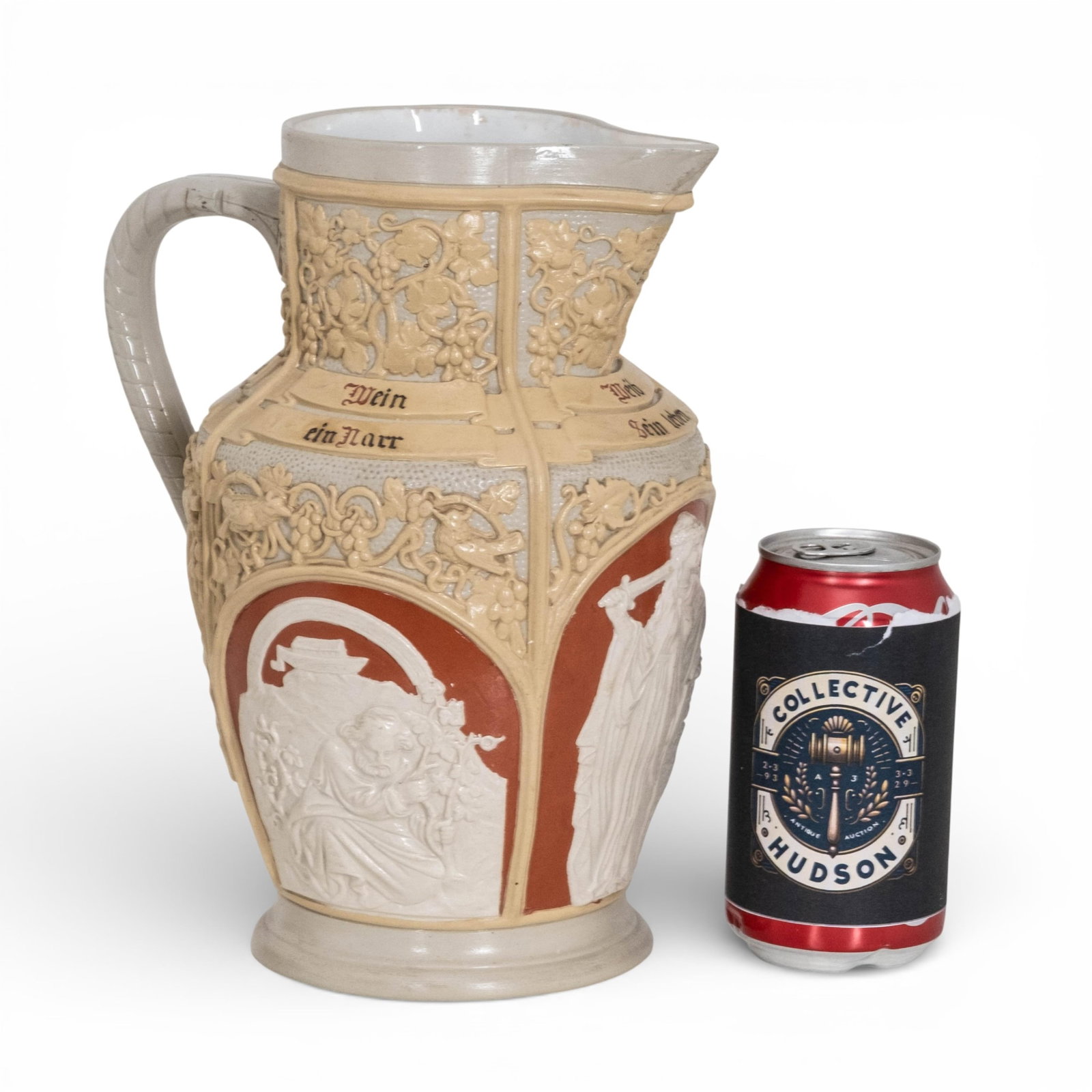 No Reserve: Villeroy & Boch Mettlach Stoneware Relief Pitcher, Circa 1890 - 2