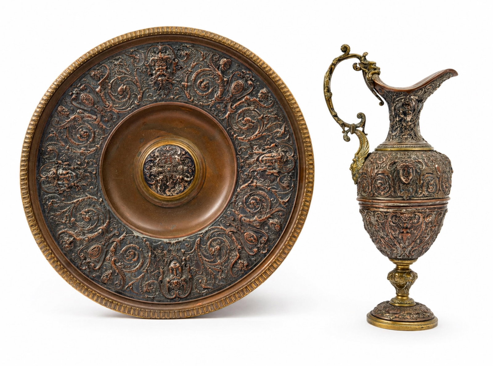 No Reserve: L. Oudry & Cie Signed 1882 French Pigeon Shooting Trophy Ewer and Basin (1 of 14)