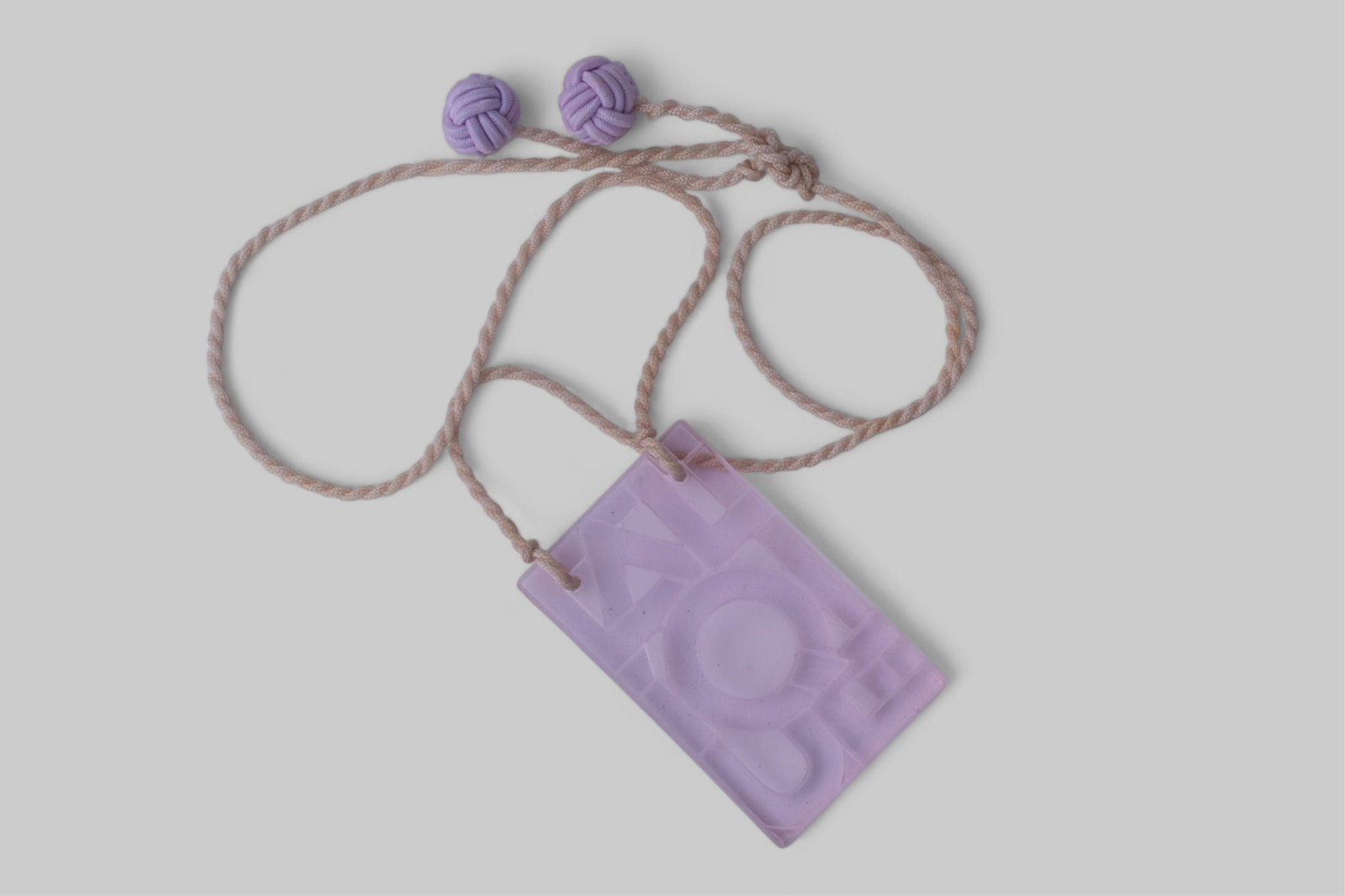 Lalique Pendant Logo Necklace in Pink Etched Molded Art Glass - 3