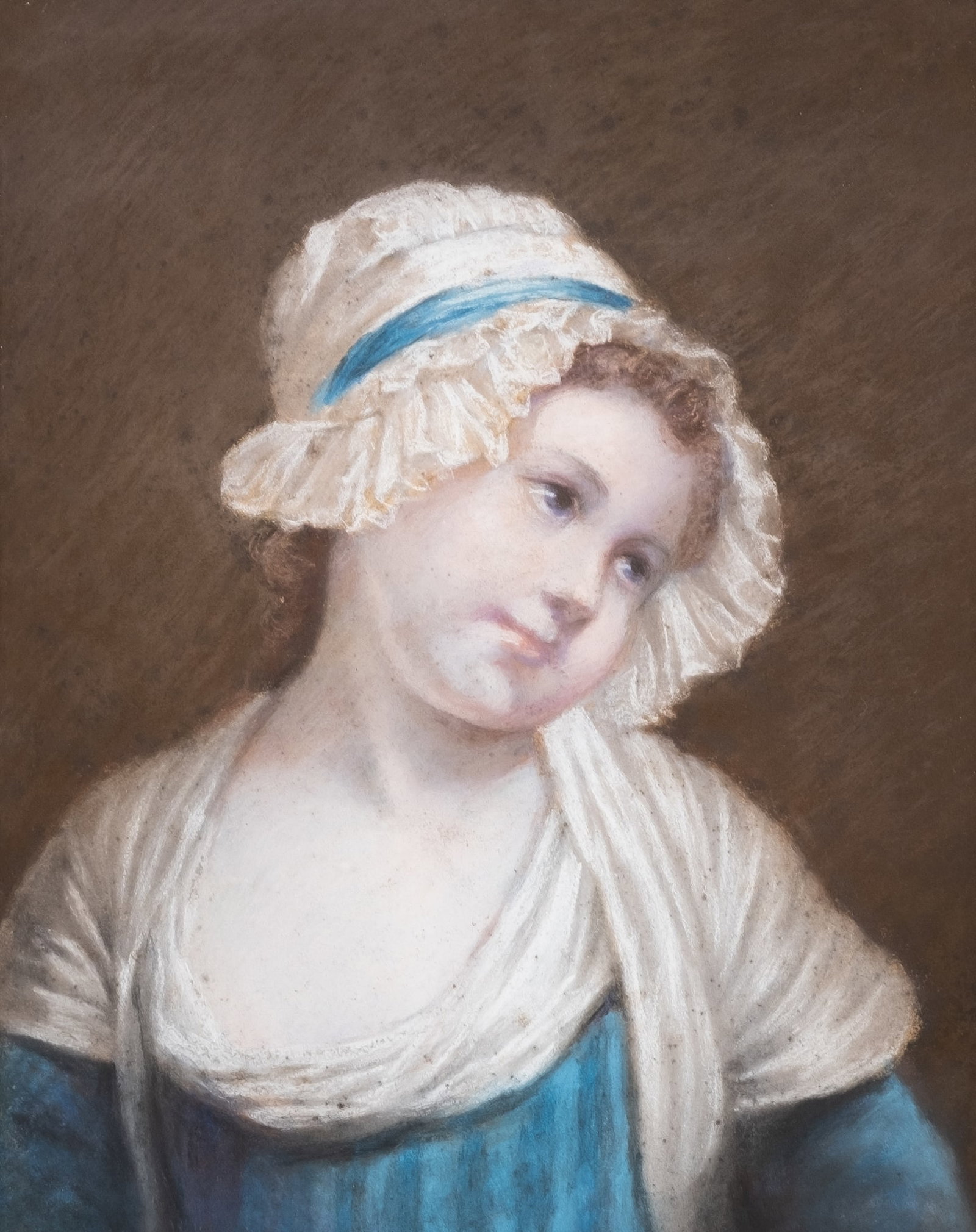 Anne-Geneviève Greuze 'Petite Paysanne au Bonnet' Pastel Portrait - 2