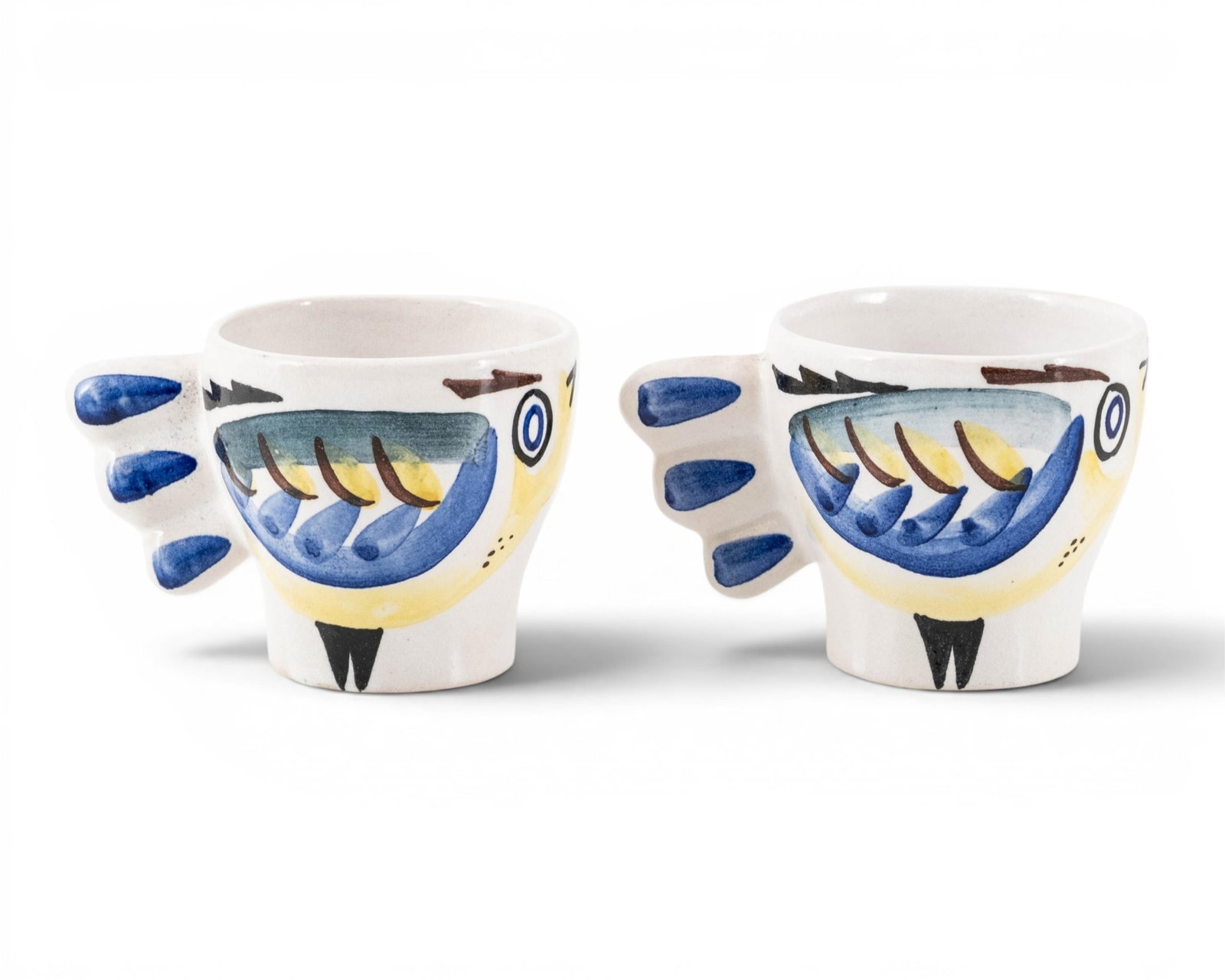No Reserve: Teapot and Cups Picasso Style Figural Ceramic mid century vintage - 3