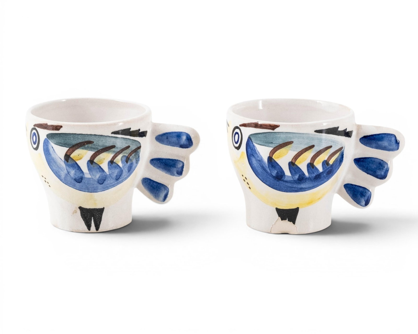 No Reserve: Teapot and Cups Picasso Style Figural Ceramic mid century vintage - 4