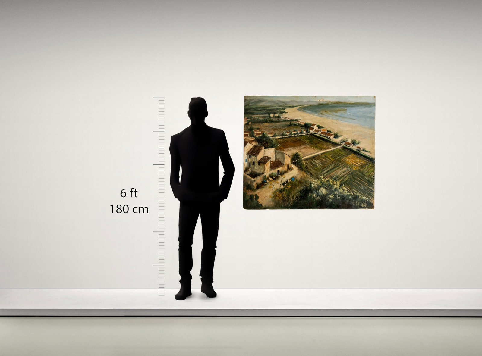 No Reserve: Large Coastal Village Beach Landscape Painting, Early 20th Century - 2