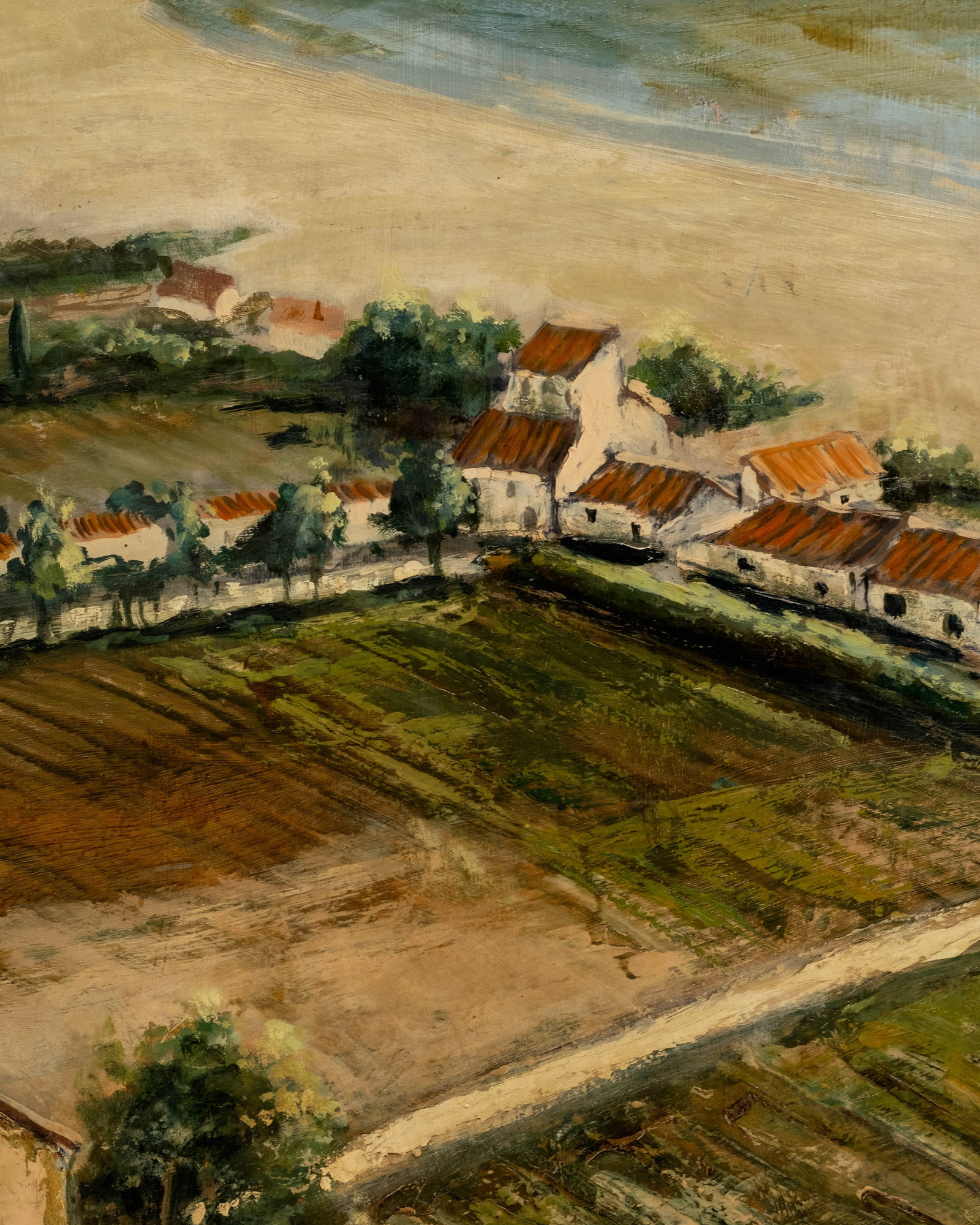 No Reserve: Large Coastal Village Beach Landscape Painting, Early 20th Century - 6