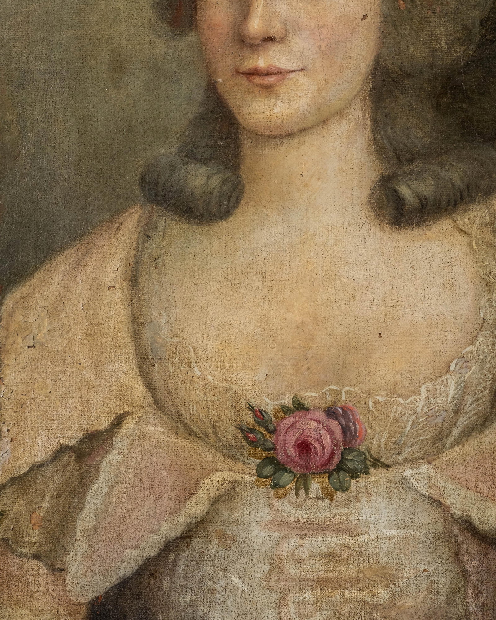 No Reserve: French School Late 18th Century Portrait Of A Woman In White Dress, Oil On Canvas - 5