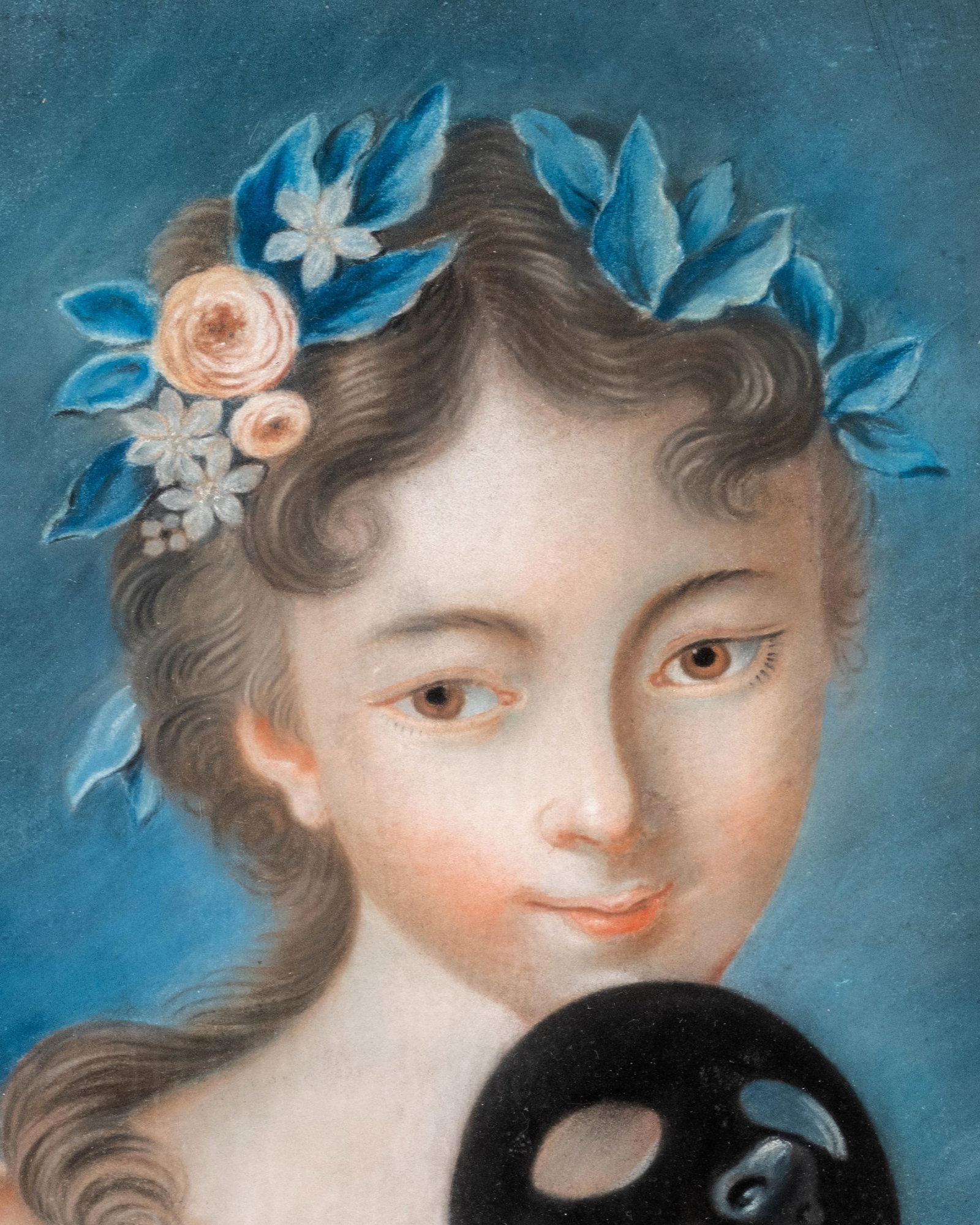 French School Pastel Portrait of a Young Woman with Mask, Circa 1800 - 4