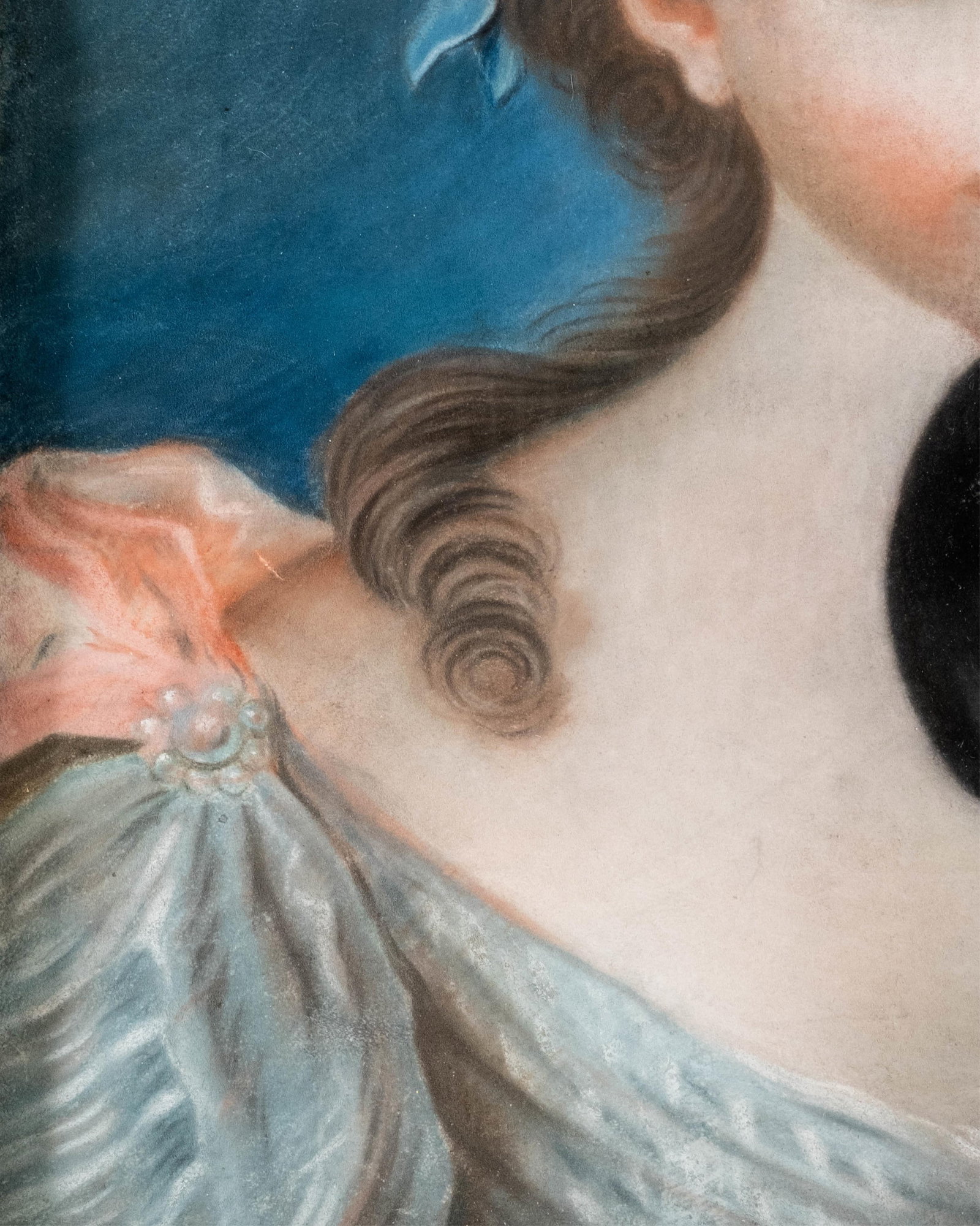 French School Pastel Portrait of a Young Woman with Mask, Circa 1800 - 6