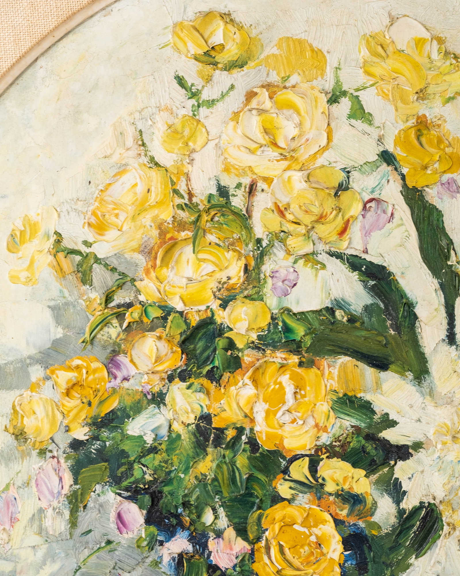 Paul Hagemans Signed 'Yellow Bouquet In The Blue Vase' Oil Painting - 5